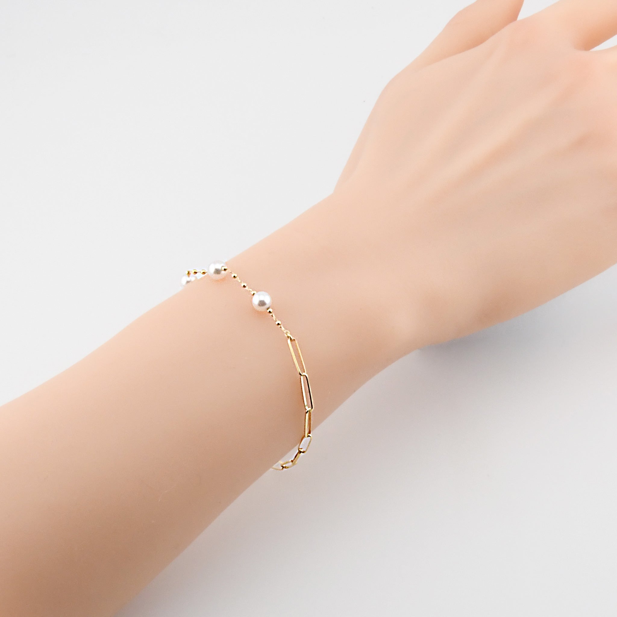 K18YG イエローゴールド アコヤパール チェーン ブレスレット ABU012K