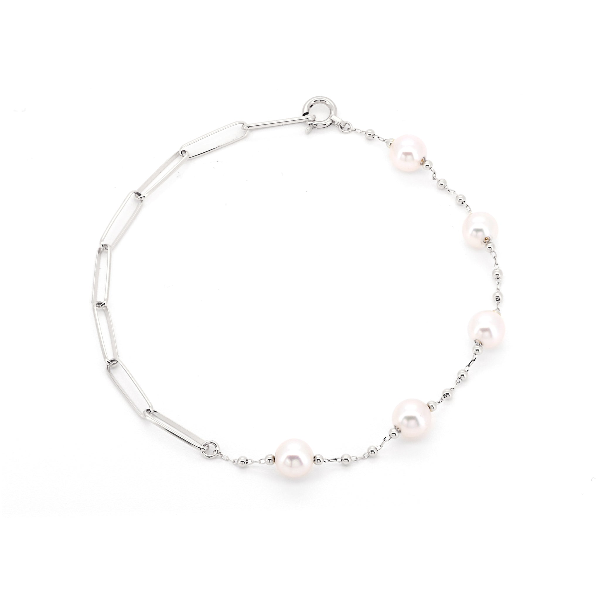 Pt900 プラチナ アコヤパール チェーン ブレスレット ABU012P