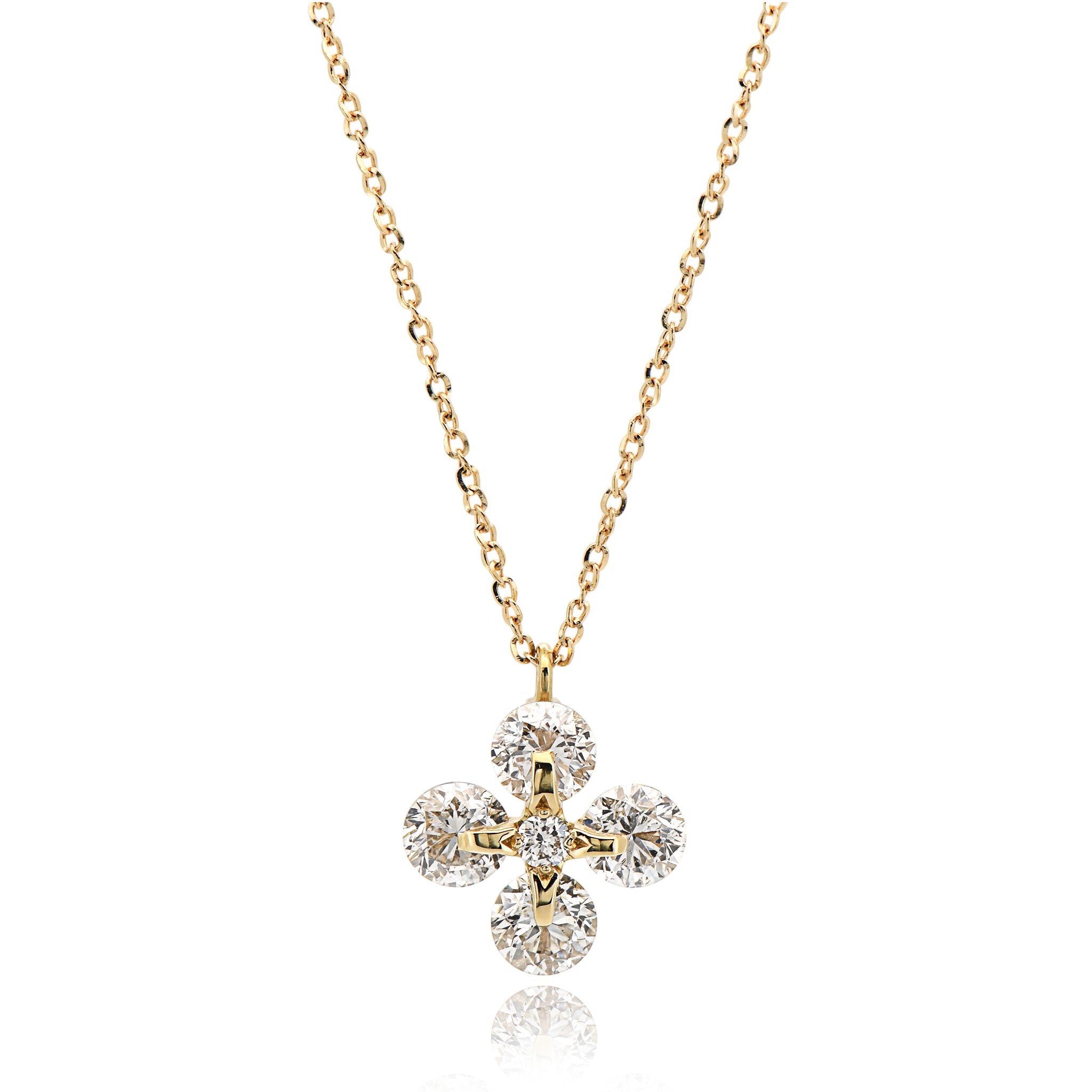 【大特価／8月31日(日)まで】ダイヤモンド 計1.26ct ネックレス K18YG フラワー ANA090K