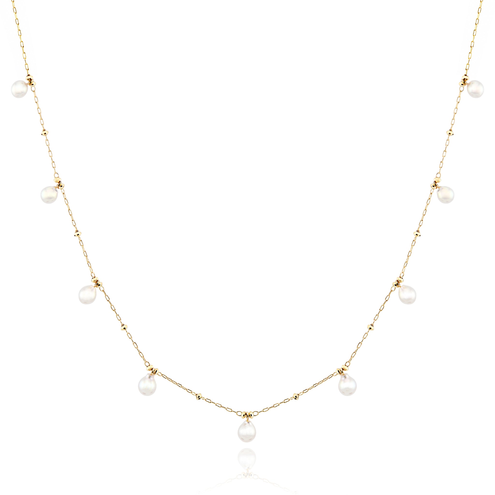 アコヤベビーパール 9粒 K18YG ライン ネックレス ANA094K