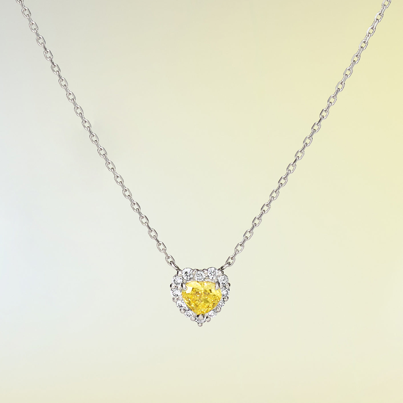 【鑑定書付き】天然 イエローダイヤモンド ネックレス FANCY INTENSE YELLOW ハートシェイプカット 0.305ct ペンダント Pt プラチナ ANE141P