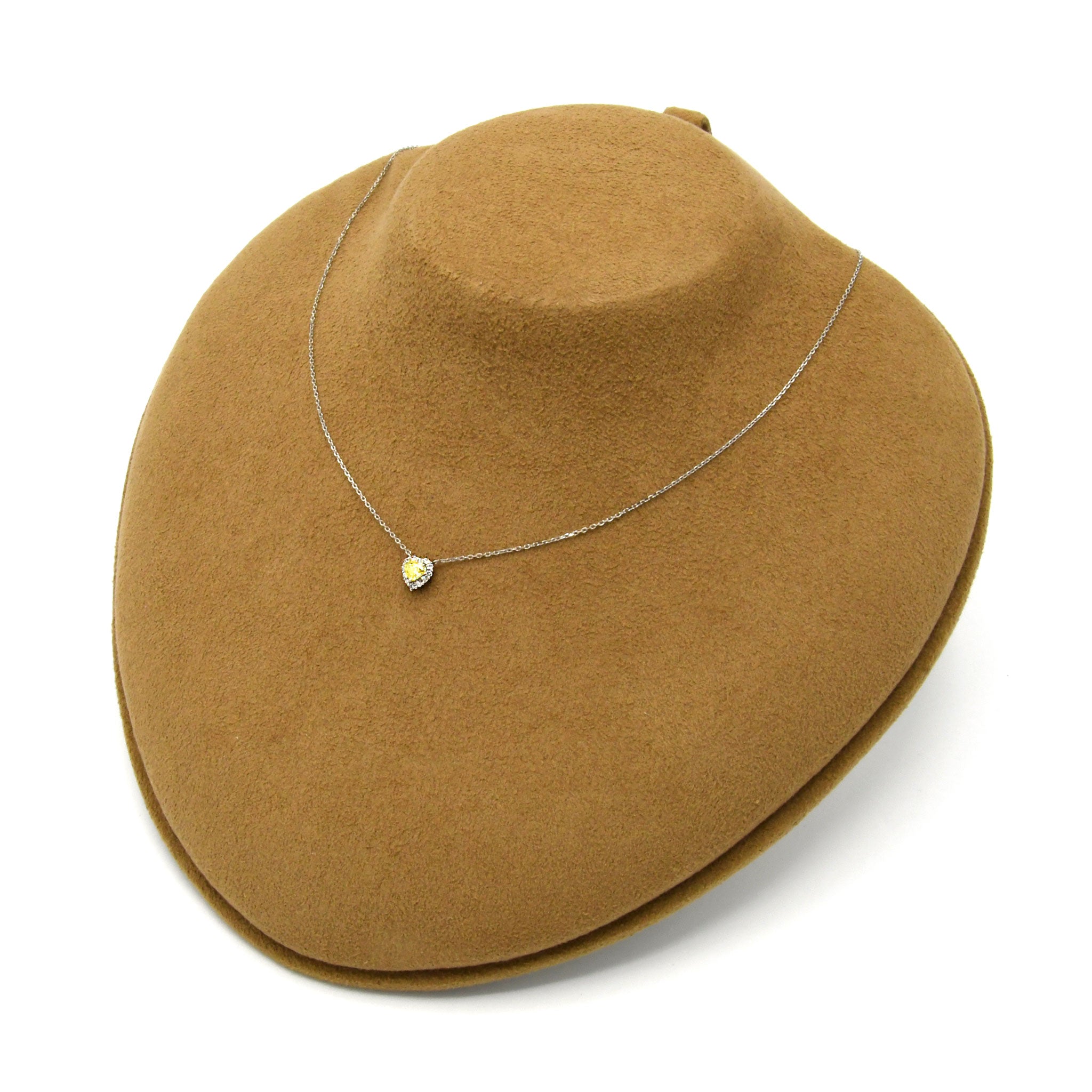 【鑑定書付き】天然 イエローダイヤモンド ネックレス FANCY INTENSE YELLOW ハートシェイプカット 0.305ct ペンダント Pt プラチナ ANE141P