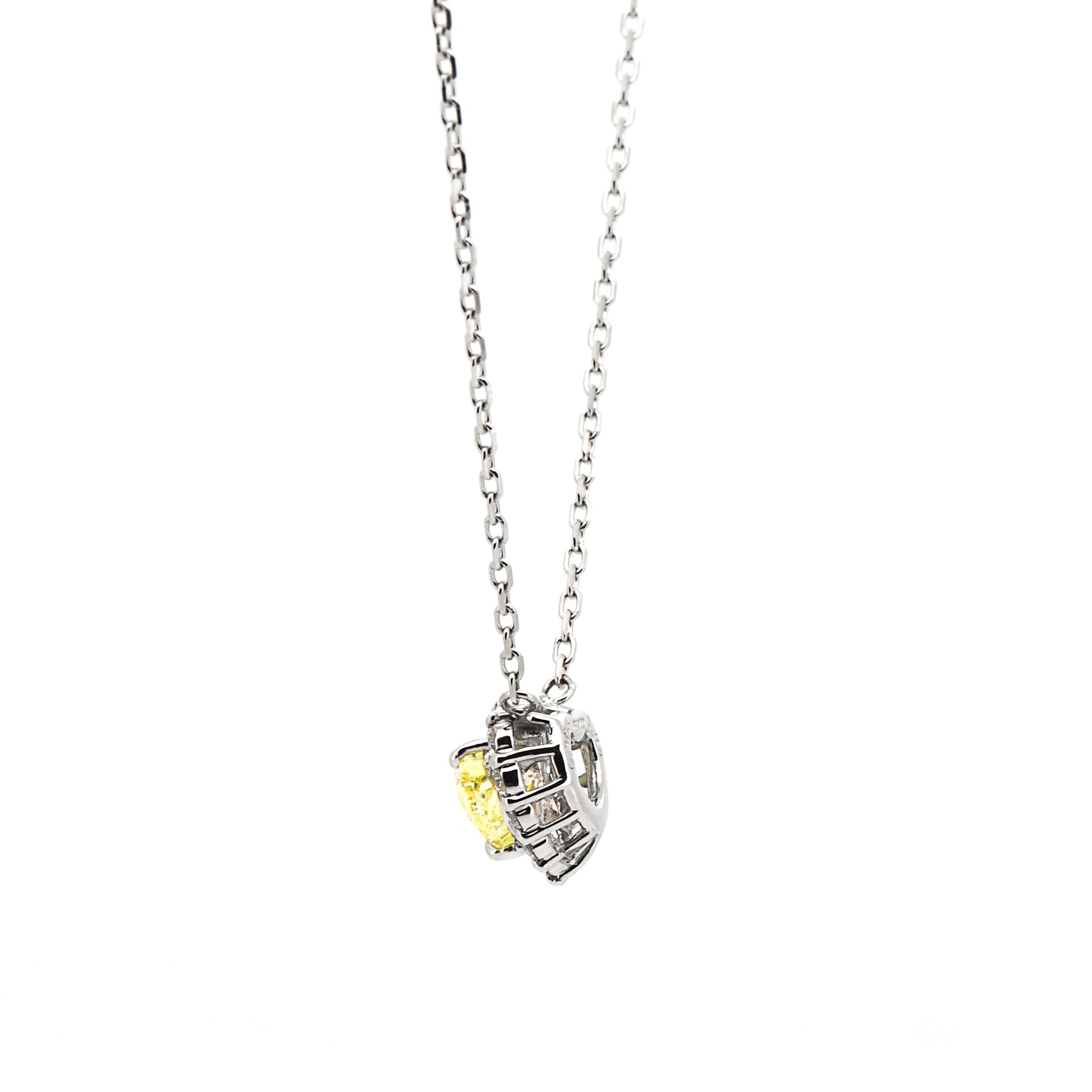 【鑑定書付き】天然 イエローダイヤモンド ネックレス FANCY INTENSE YELLOW ハートシェイプカット 0.305ct ペンダント Pt プラチナ ANE141P