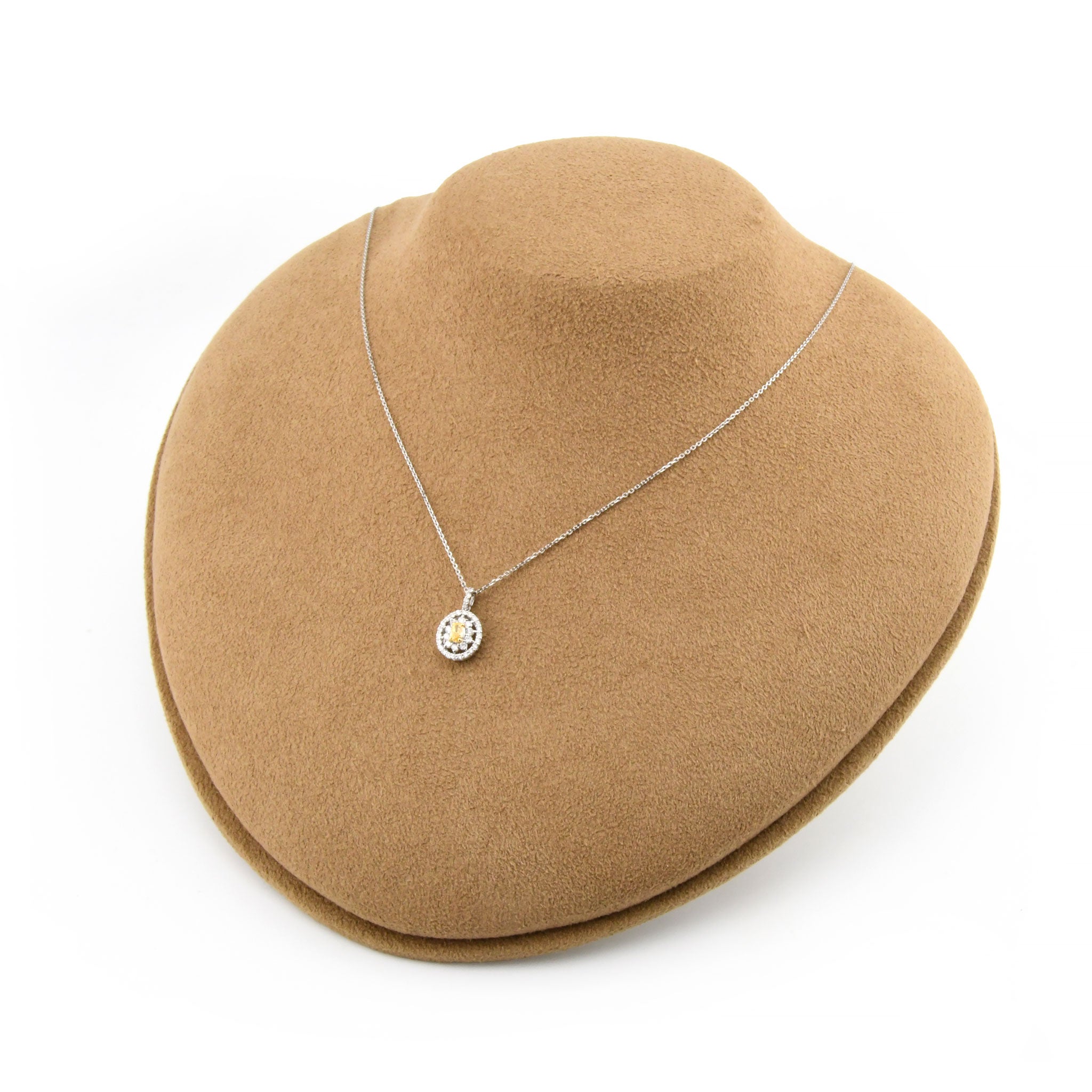 【1点もの・鑑定書付き】天然 イエローダイヤモンド ネックレス FANCY VIVID ORANGY YELLOW Pt950 / K18YG ペンダント ANP107P