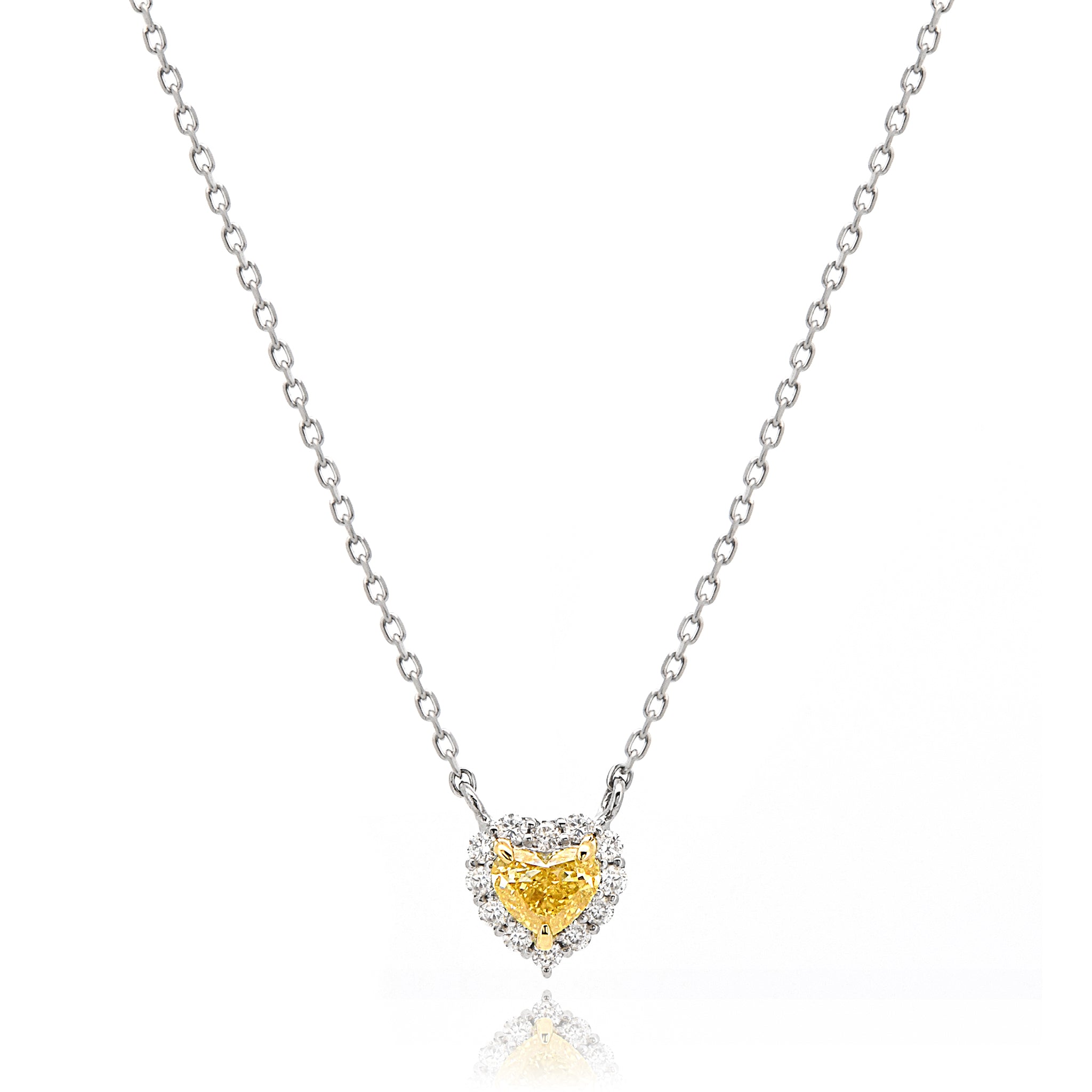 【鑑定書付き】天然 イエローダイヤモンド ネックレス FANCY INTENSE YELLOW Pt950 / K18YG ペンダント ANP118P