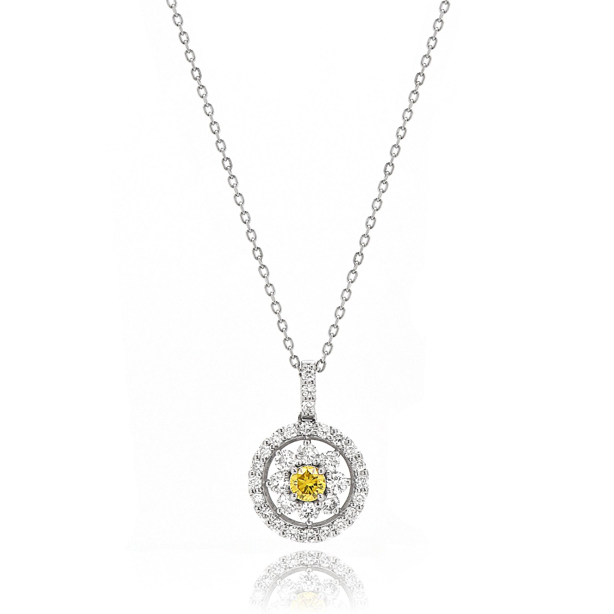 【鑑定書付き】天然 イエローダイヤモンド ネックレス FANCY VIVID YELLOW ダイヤ Pt950 プラチナ ペンダント ANP132P