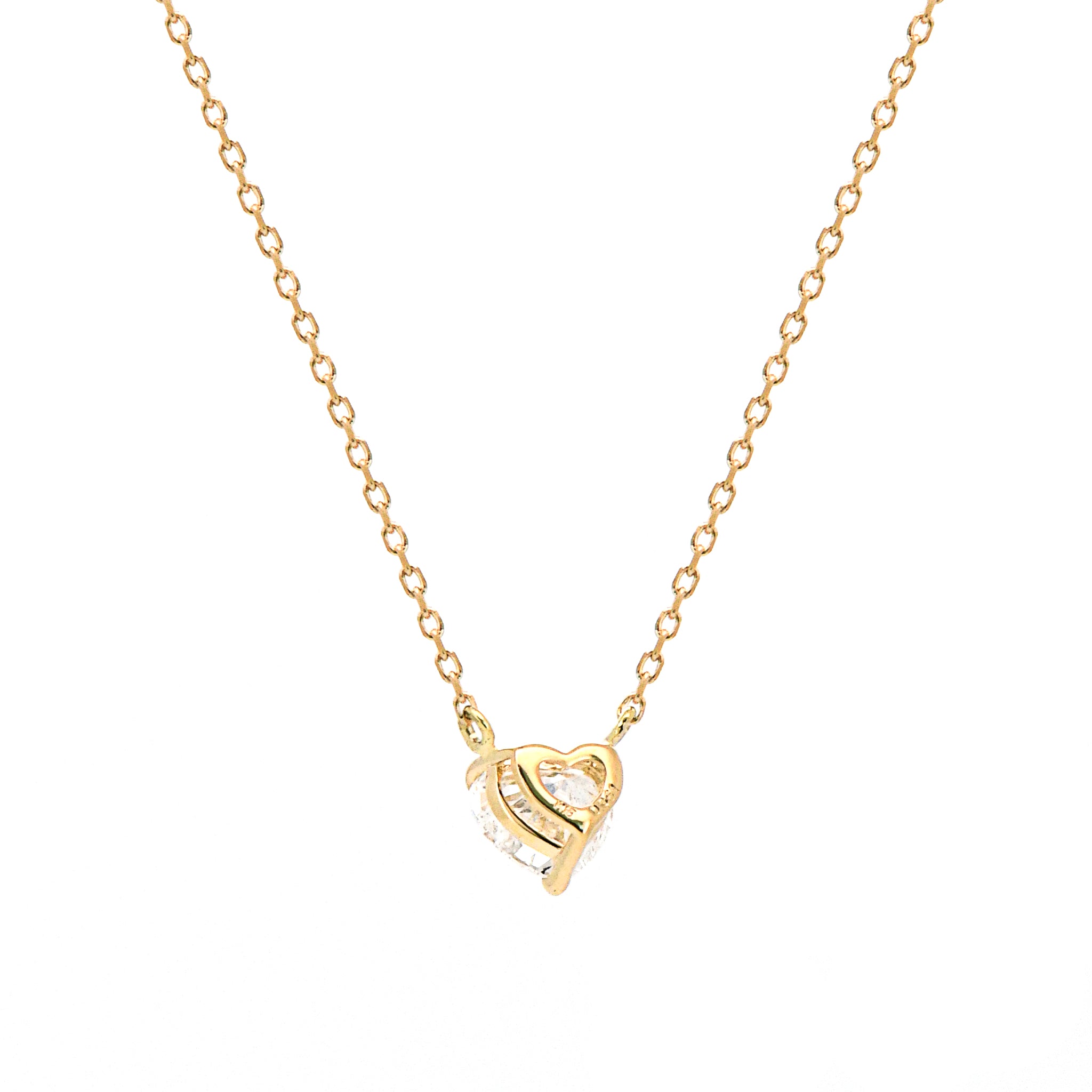 【鑑定書付き】ハートシェイプカット ダイヤモンド 0.3ct 一粒 ネックレス K18YG プラチナ ANP135K
