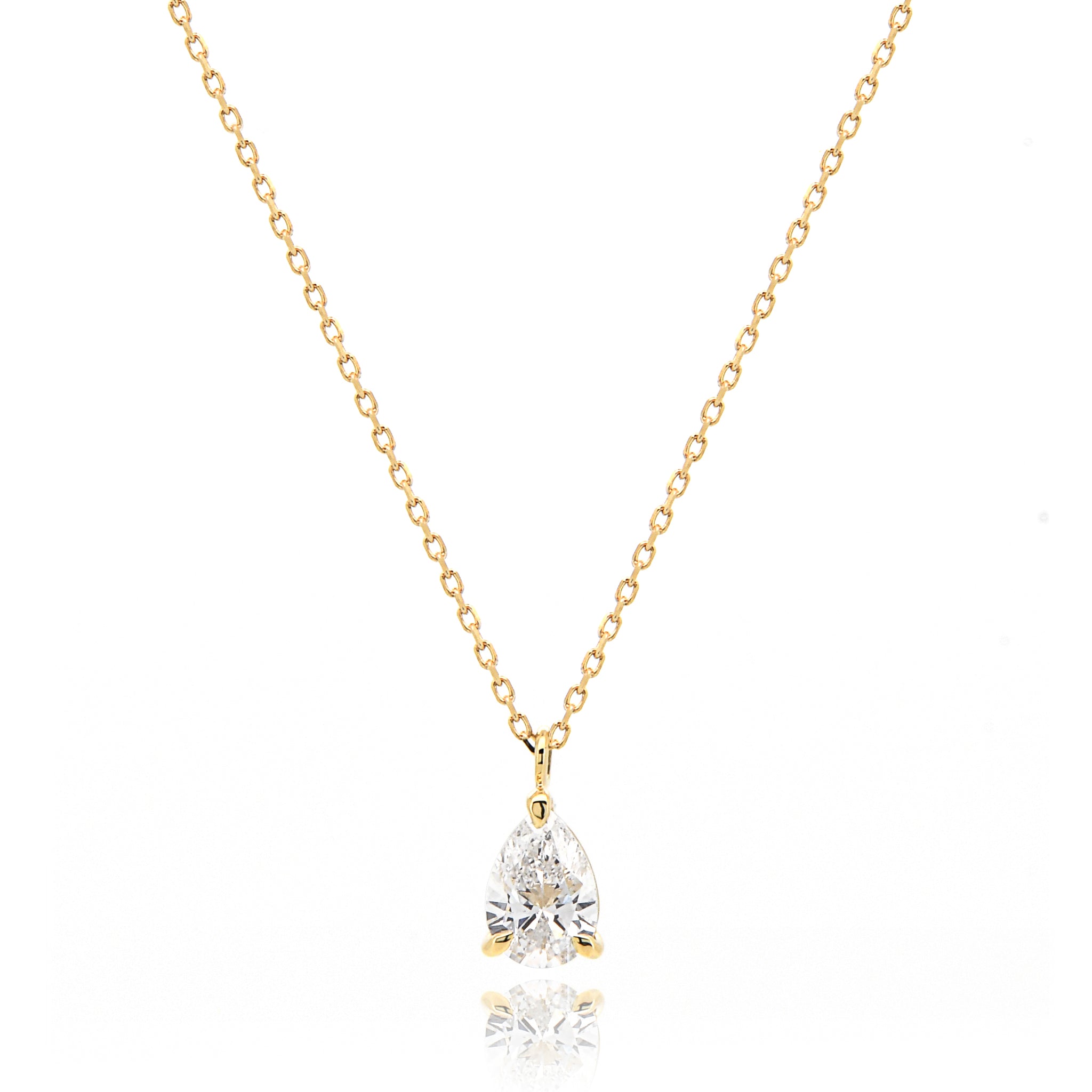 【鑑定書付き】ペアシェイプカット ダイヤモンド 0.3ct 一粒 ネックレス K18YG イエローゴールド ANP136K