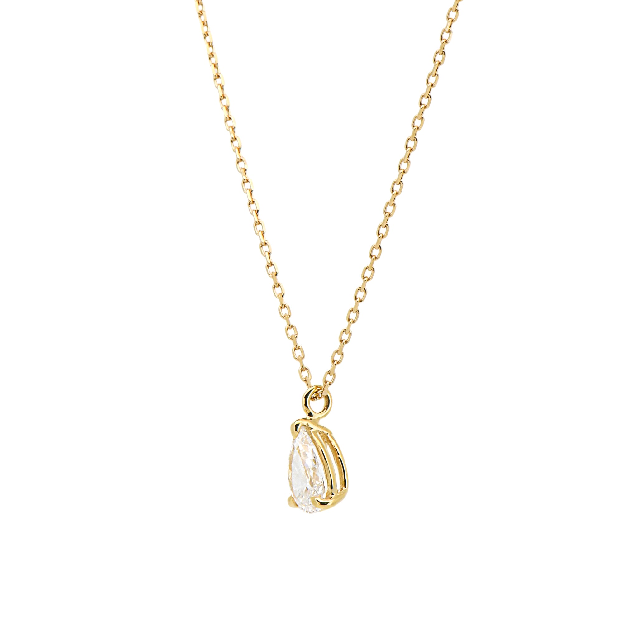 【鑑定書付き】ペアシェイプカット ダイヤモンド 0.3ct 一粒 ネックレス K18YG イエローゴールド ANP136K