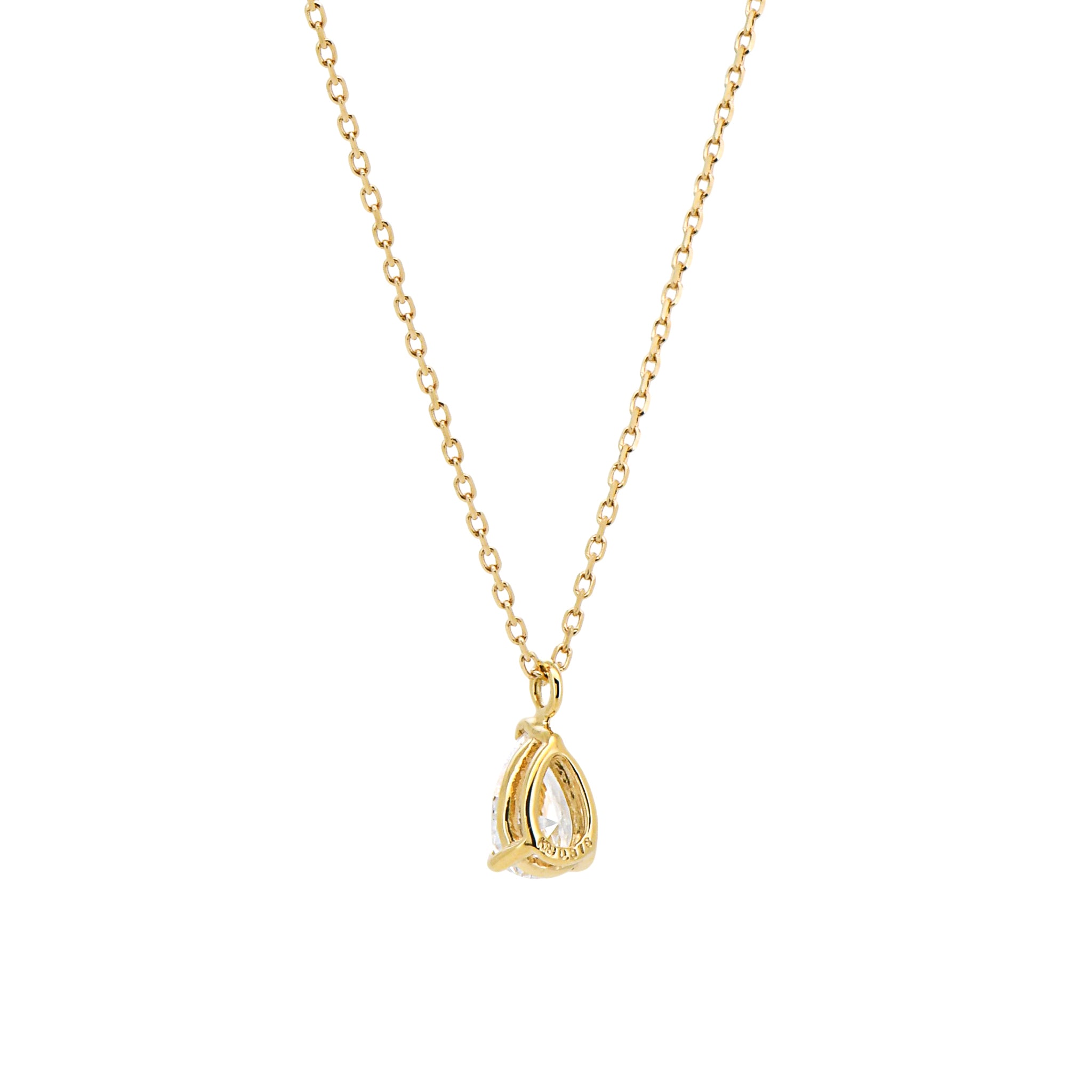 【鑑定書付き】ペアシェイプカット ダイヤモンド 0.3ct 一粒 ネックレス K18YG イエローゴールド ANP136K