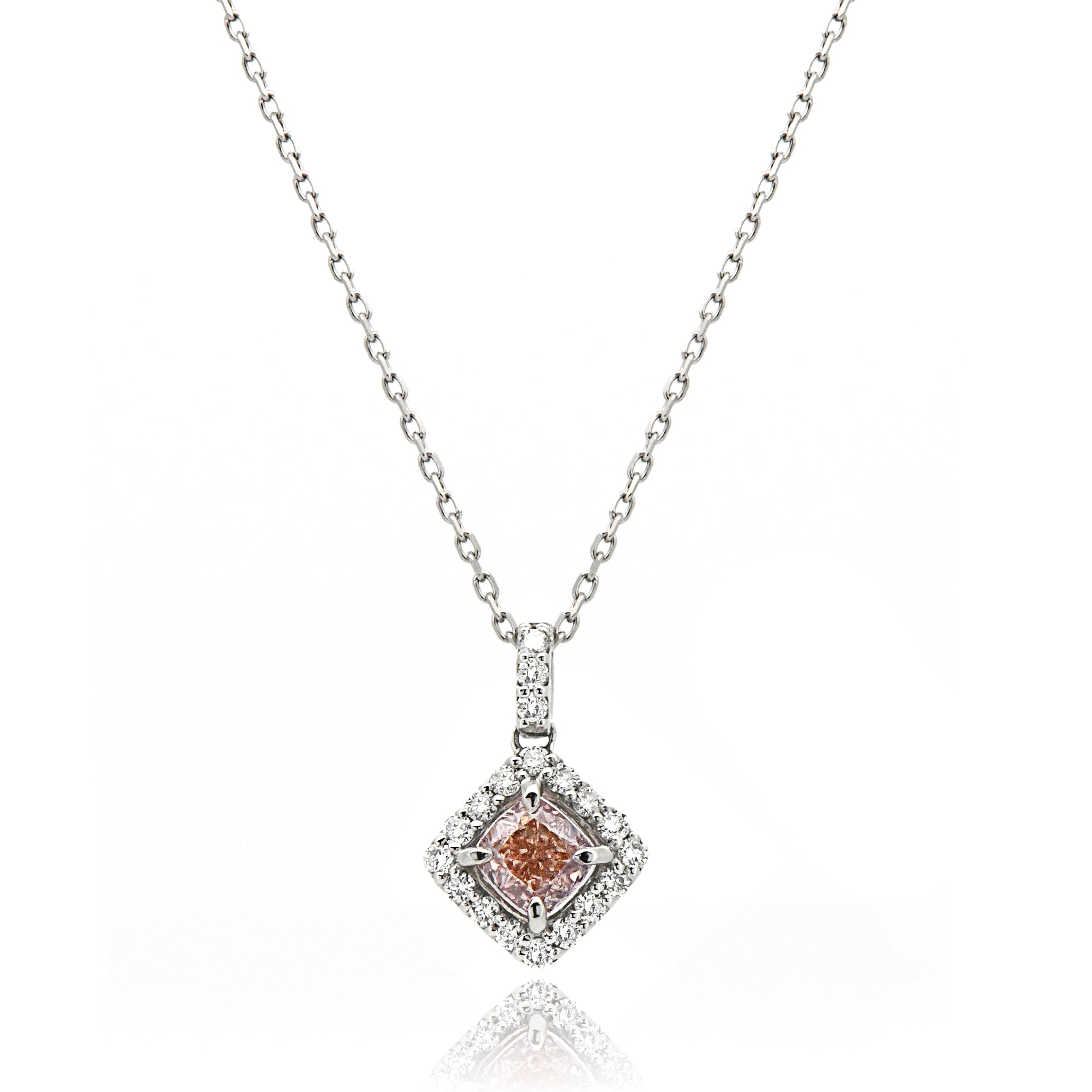 【鑑定書付き】天然 ピンクダイヤモンド ネックレス FANCY BROWNISH ORANGY PINK ダイヤ Pt950 プラチナ ペンダント ANP142P