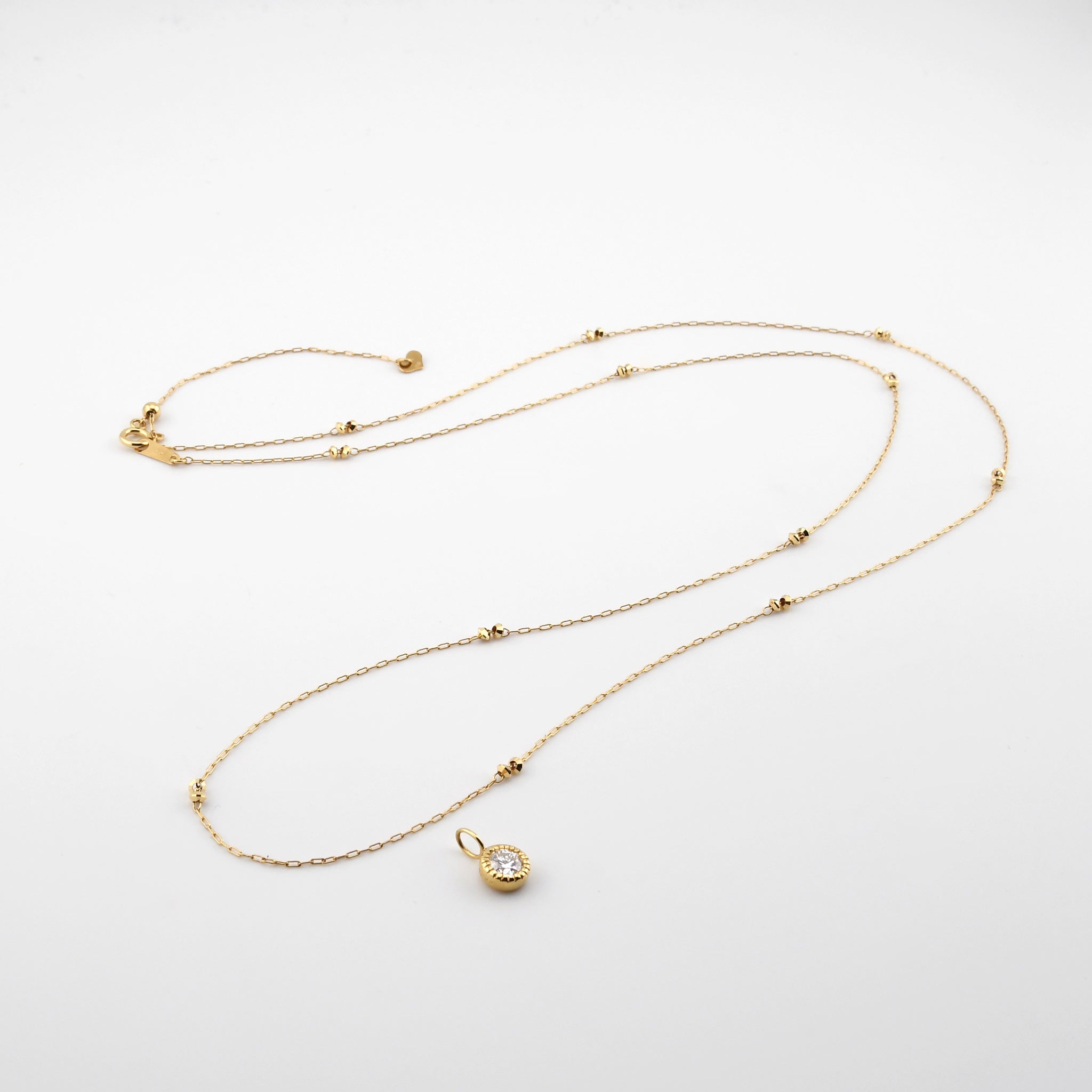 【1点もの・鑑定書付き】ロングネックレス ダイヤモンド ［ 0.30ct / Fカラー / SI2 / EX ］ ダイヤ ネックレス K18YG イエローゴールド ペンダント ANR084K