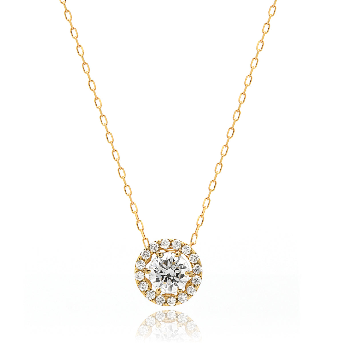 【鑑定書付き】ダイヤモンド 0.5ct 取り巻き ネックレス K18YG イエローゴールド ANR143K