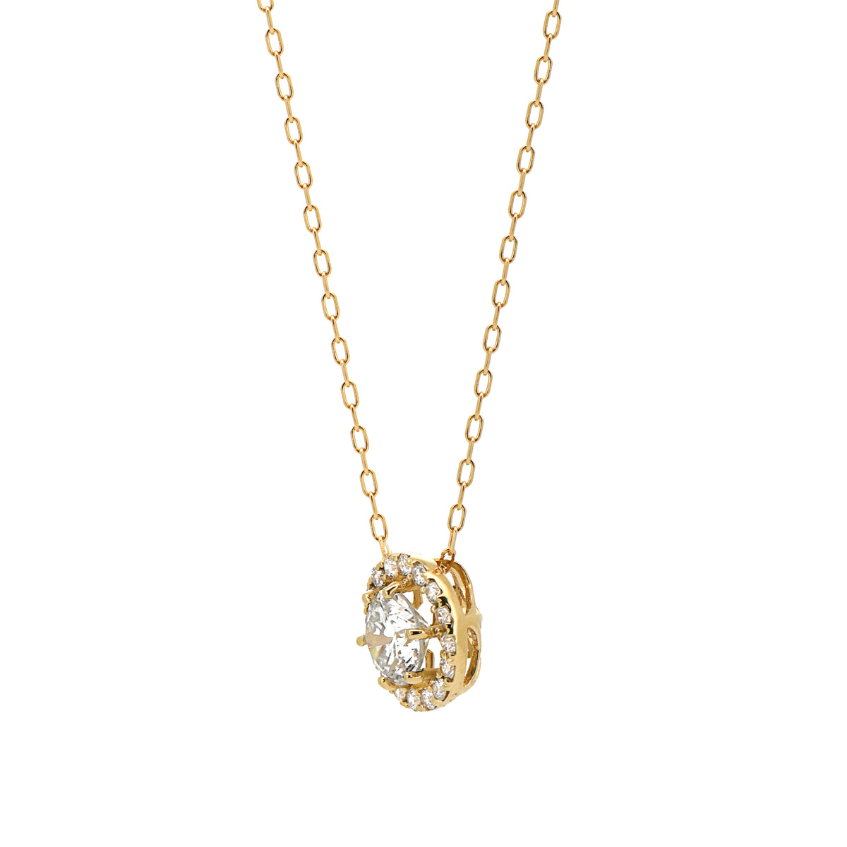 【鑑定書付き】ダイヤモンド 0.5ct 取り巻き ネックレス K18YG イエローゴールド ANR143K