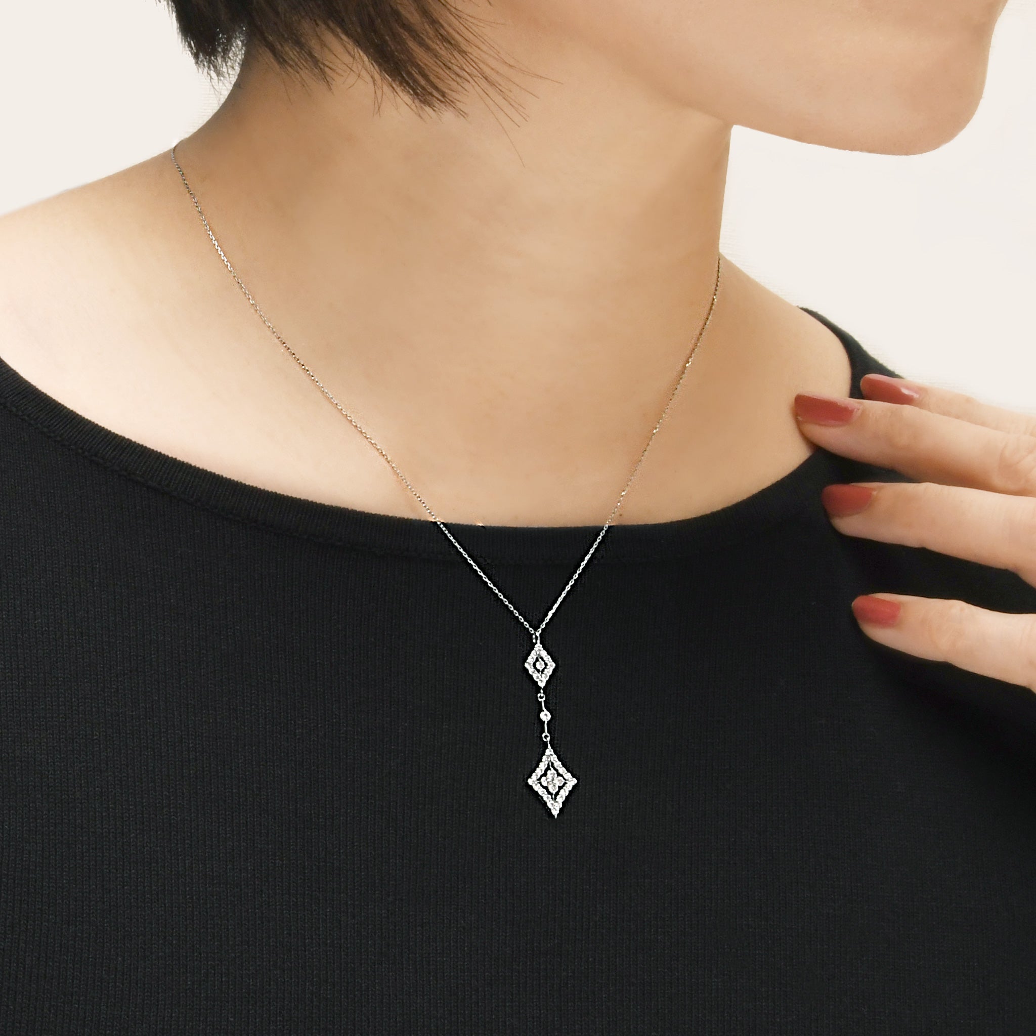 ダイヤモンド 計0.52ct ライン ネックレス K18PG