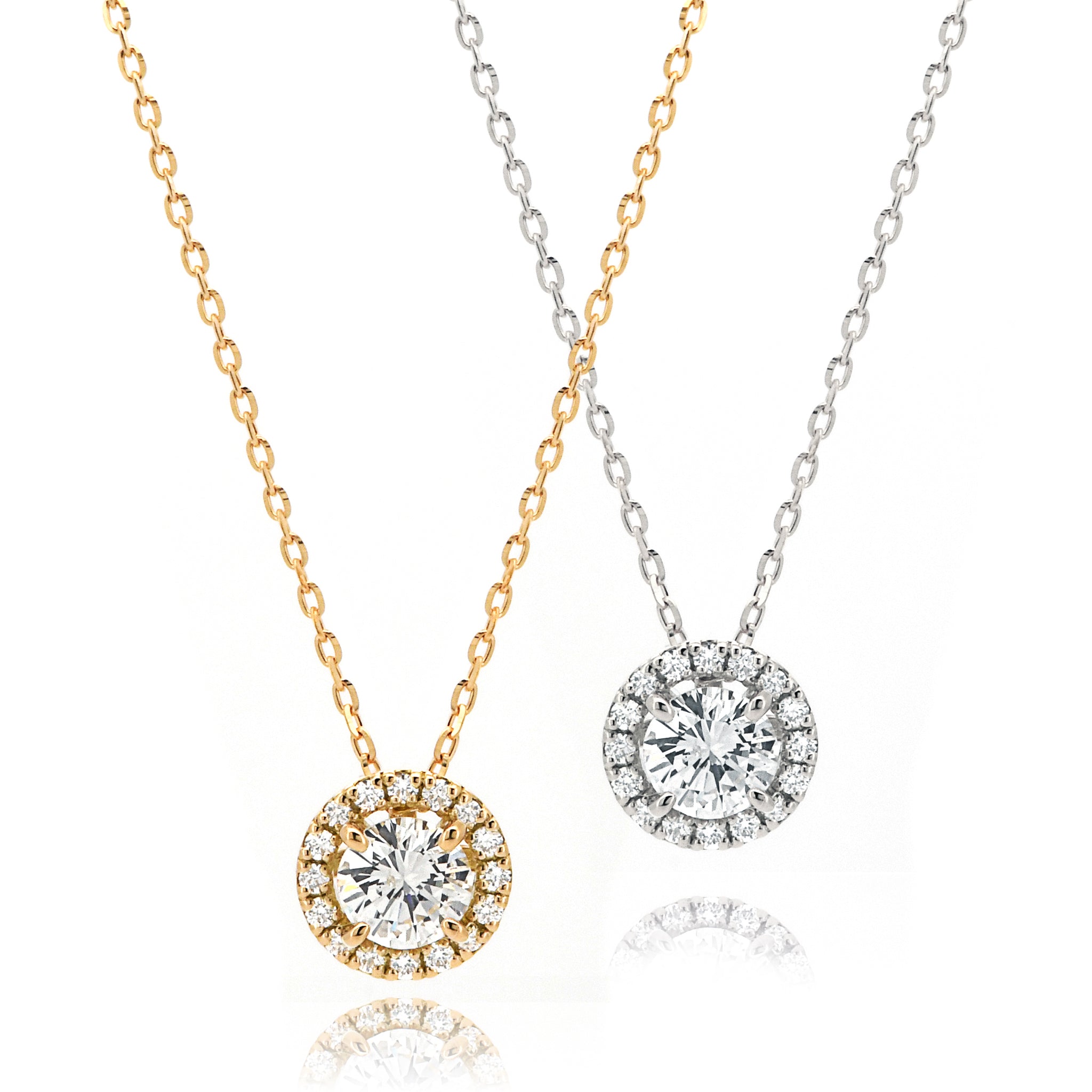 【鑑定書付き】ダイヤモンド 0.30ct 取り巻き ダイヤ ネックレス K18YG / Pt ペンダント ANS101C