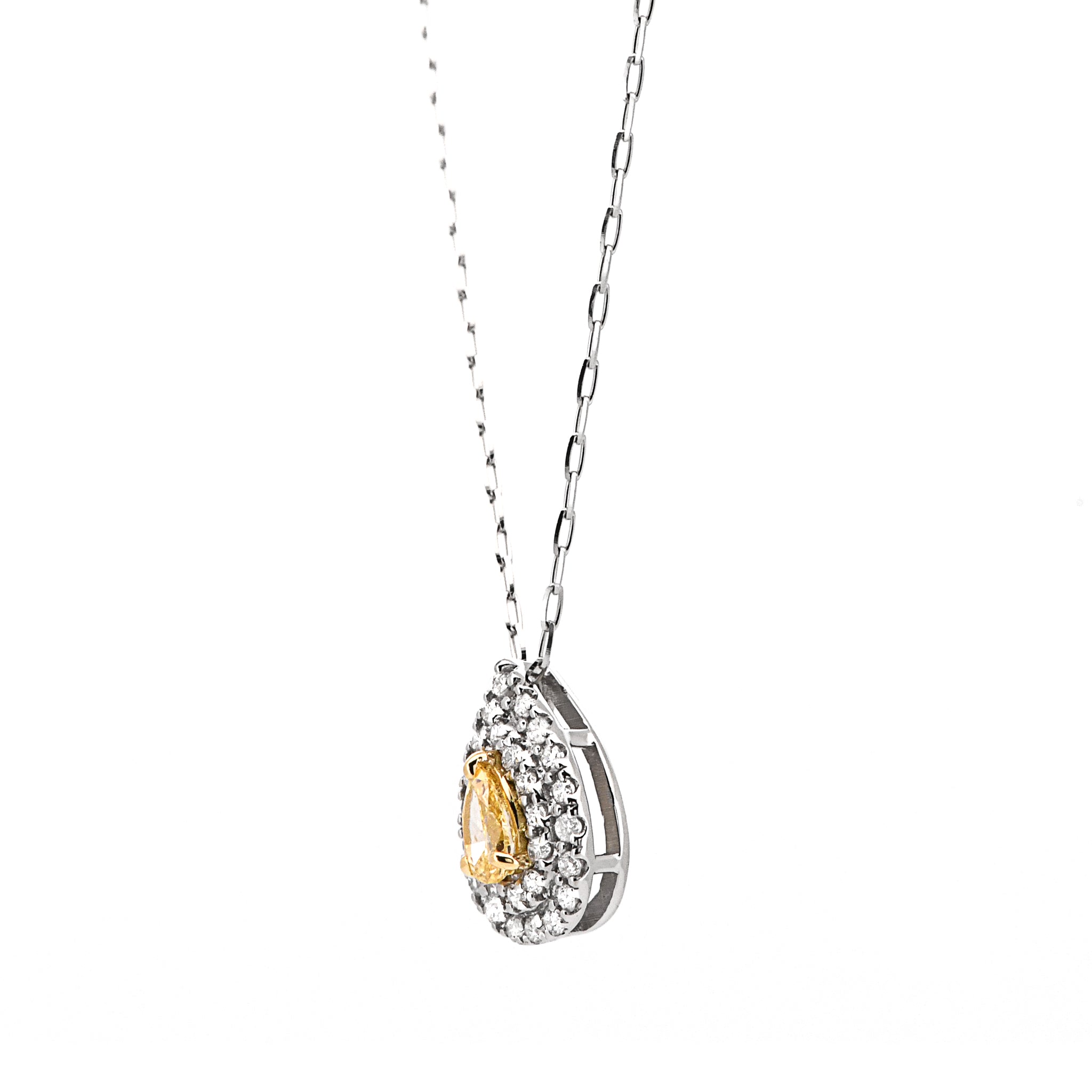 【鑑定書付き】天然 イエローダイヤモンド ネックレス FANCY ORANGY YELLOW ダイヤ Pt900 / K18YG プラチナ ペンダント ANU117P