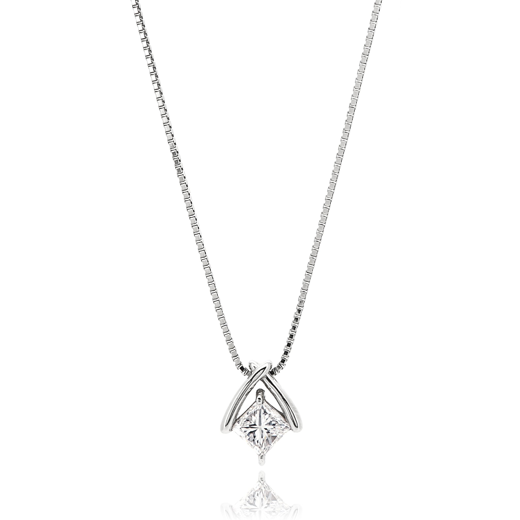 【鑑定書付き】Dカラー ダイヤモンド プリンセスカット 一粒 ネックレス [ 0.21ct / Dカラー / SI1 ] Pt950 プラチナ ANW109P