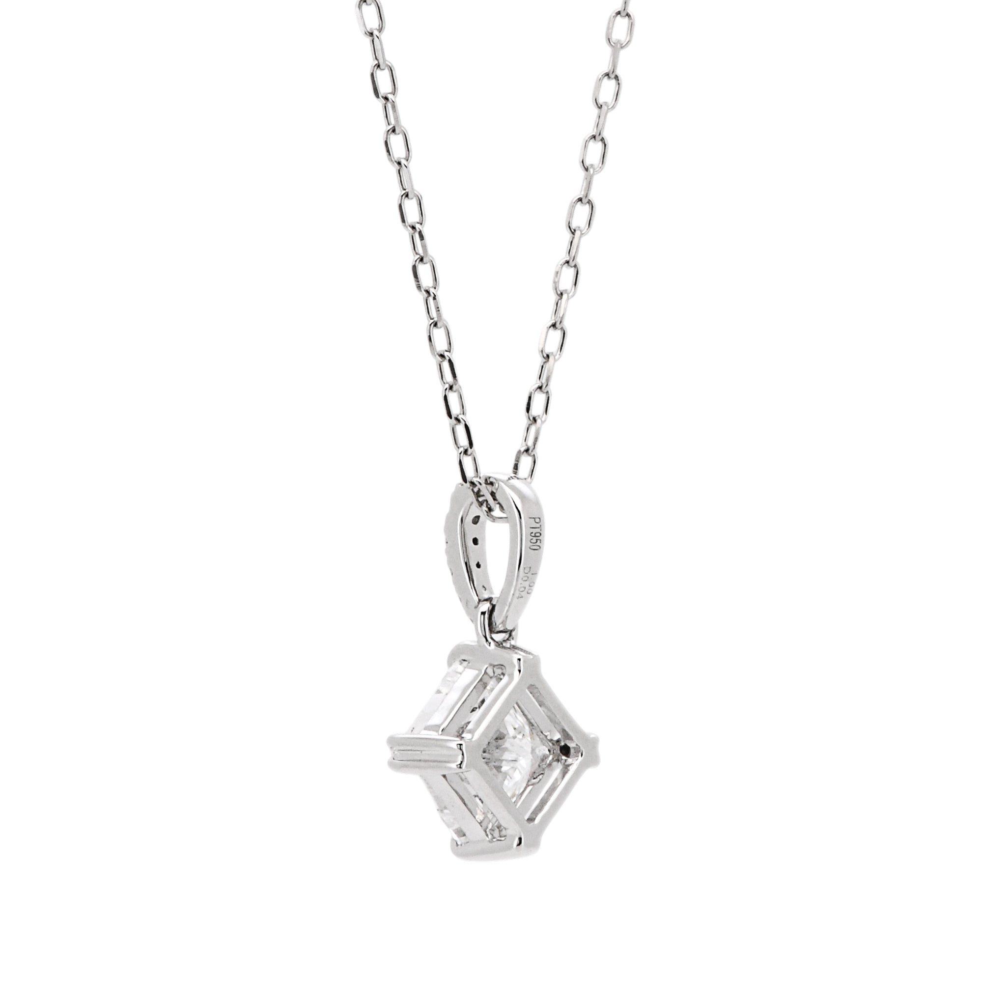 【鑑定書付き】Dカラー ダイヤモンド プリンセスカット 取り巻き ネックレス [ 1.00ct / Dカラー / SI1 ] Pt950 プラチナ ANW114P