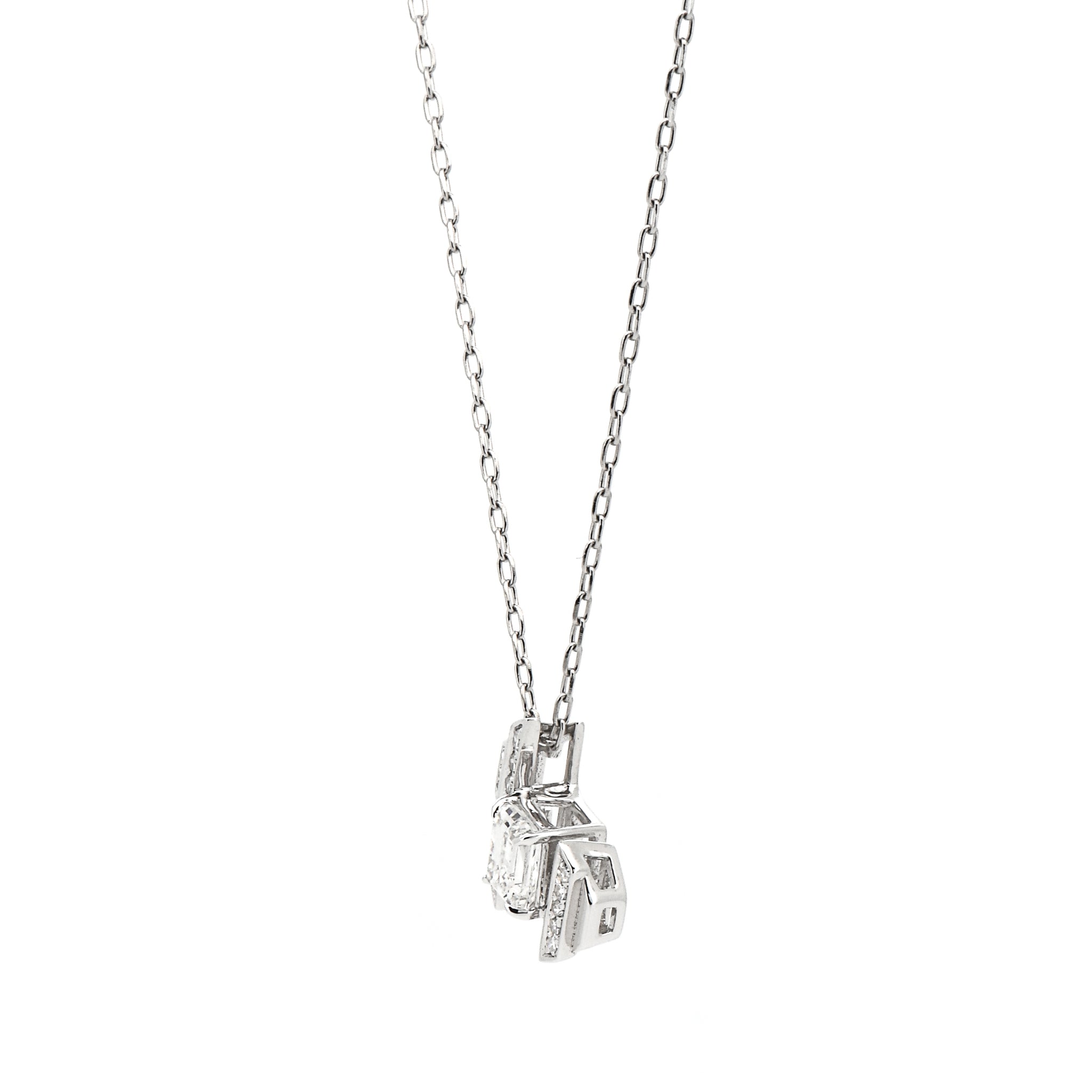 【鑑定書付き】エメラルドカット ダイヤモンド 0.52ct ネックレス Pt プラチナ ANW138P