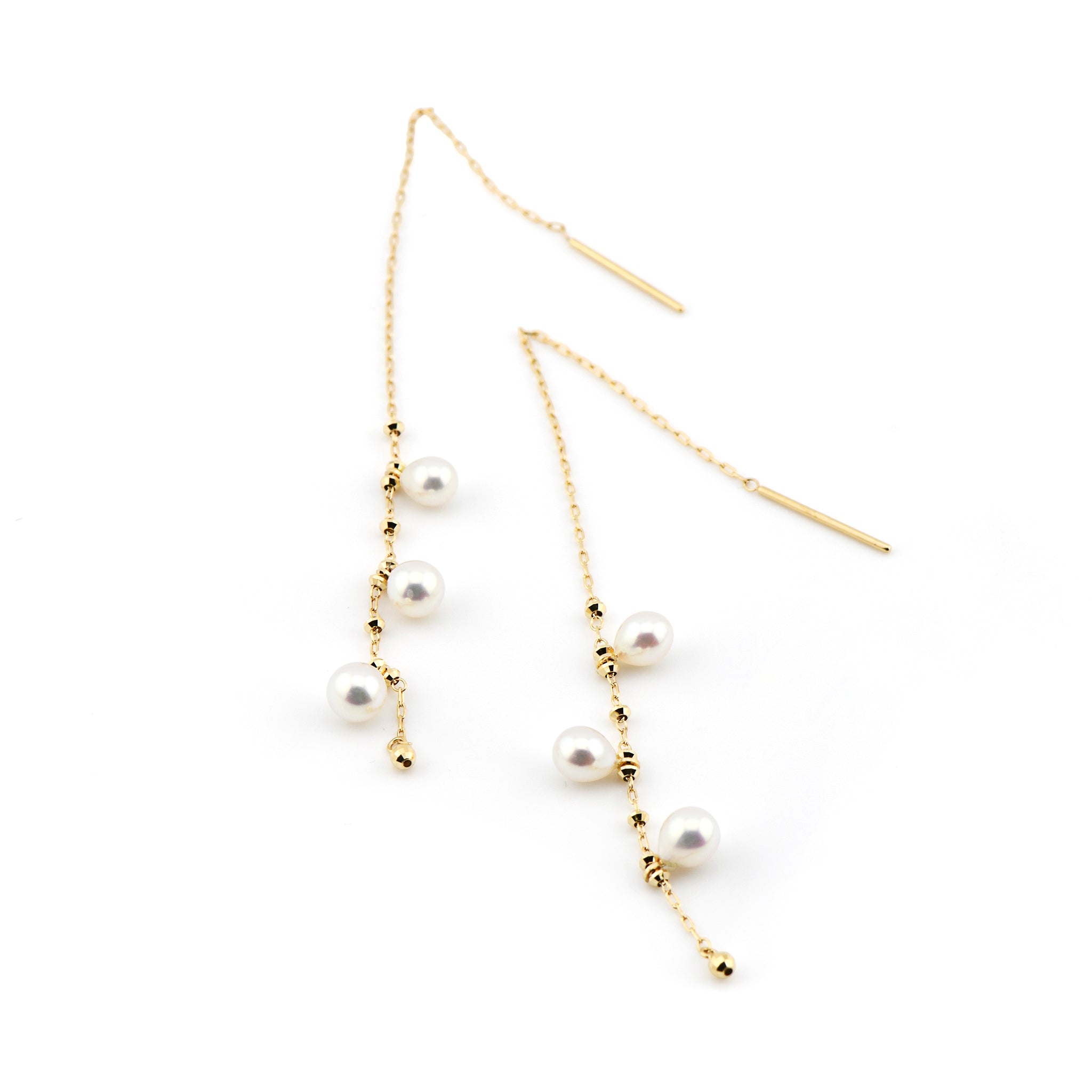 アコヤベビーパール 合計6粒 K18YG ライン ピアス