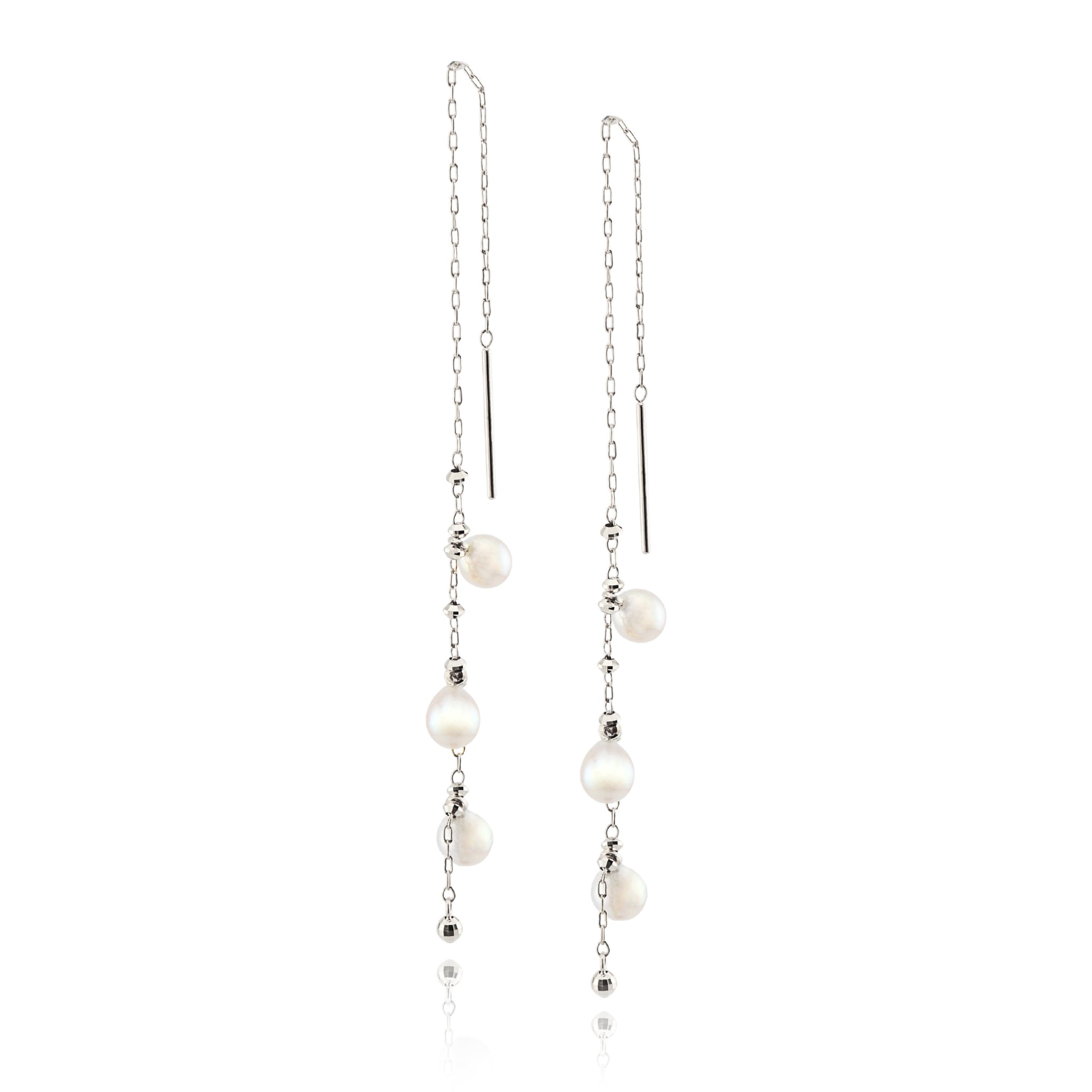 アコヤベビーパール 合計6粒 プラチナ ライン ピアス