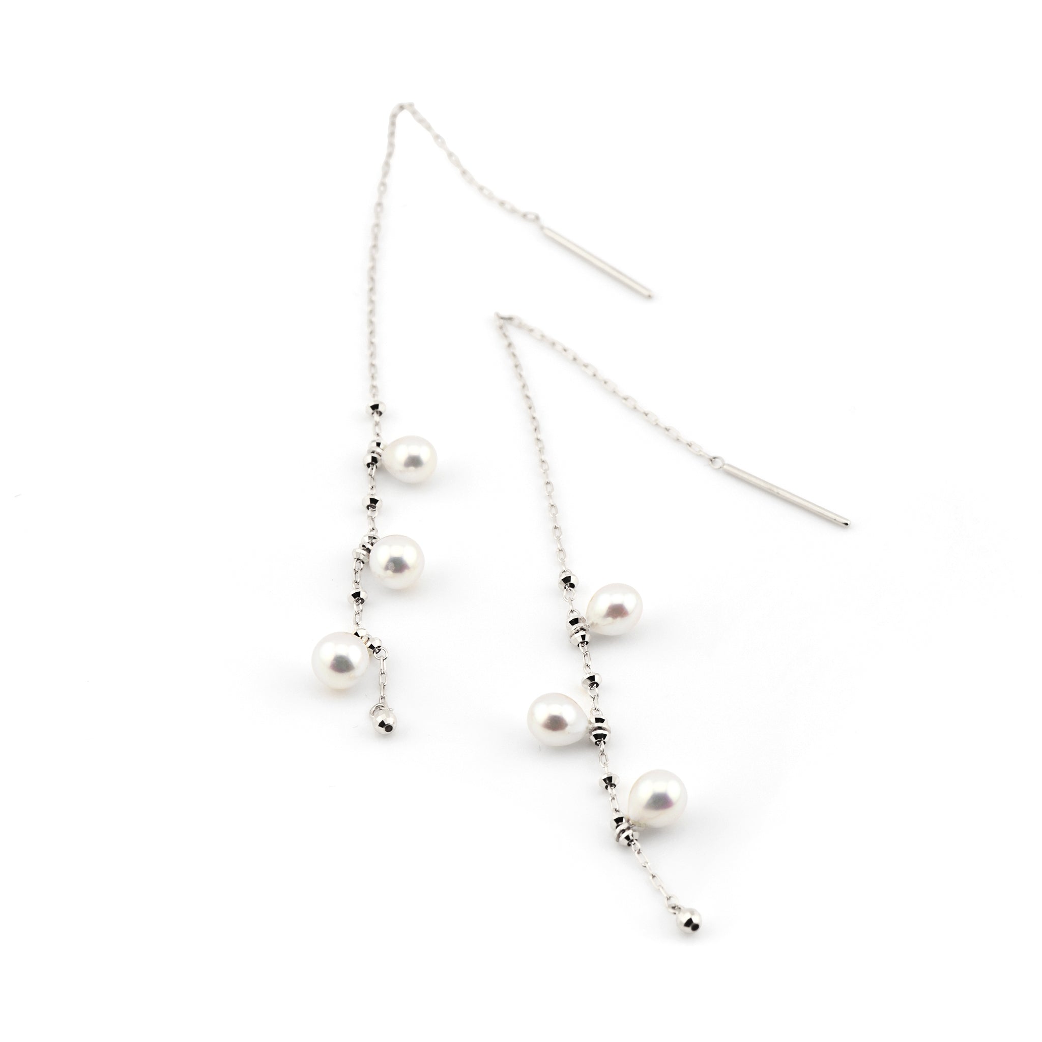 アコヤベビーパール 合計6粒 プラチナ ライン ピアス APA028P