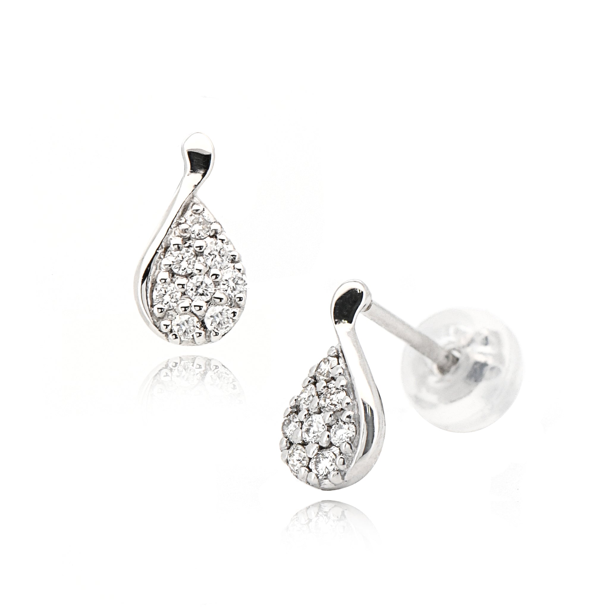 ダイヤモンド ピアス しずく パヴェ 合計0.08ct Pt900