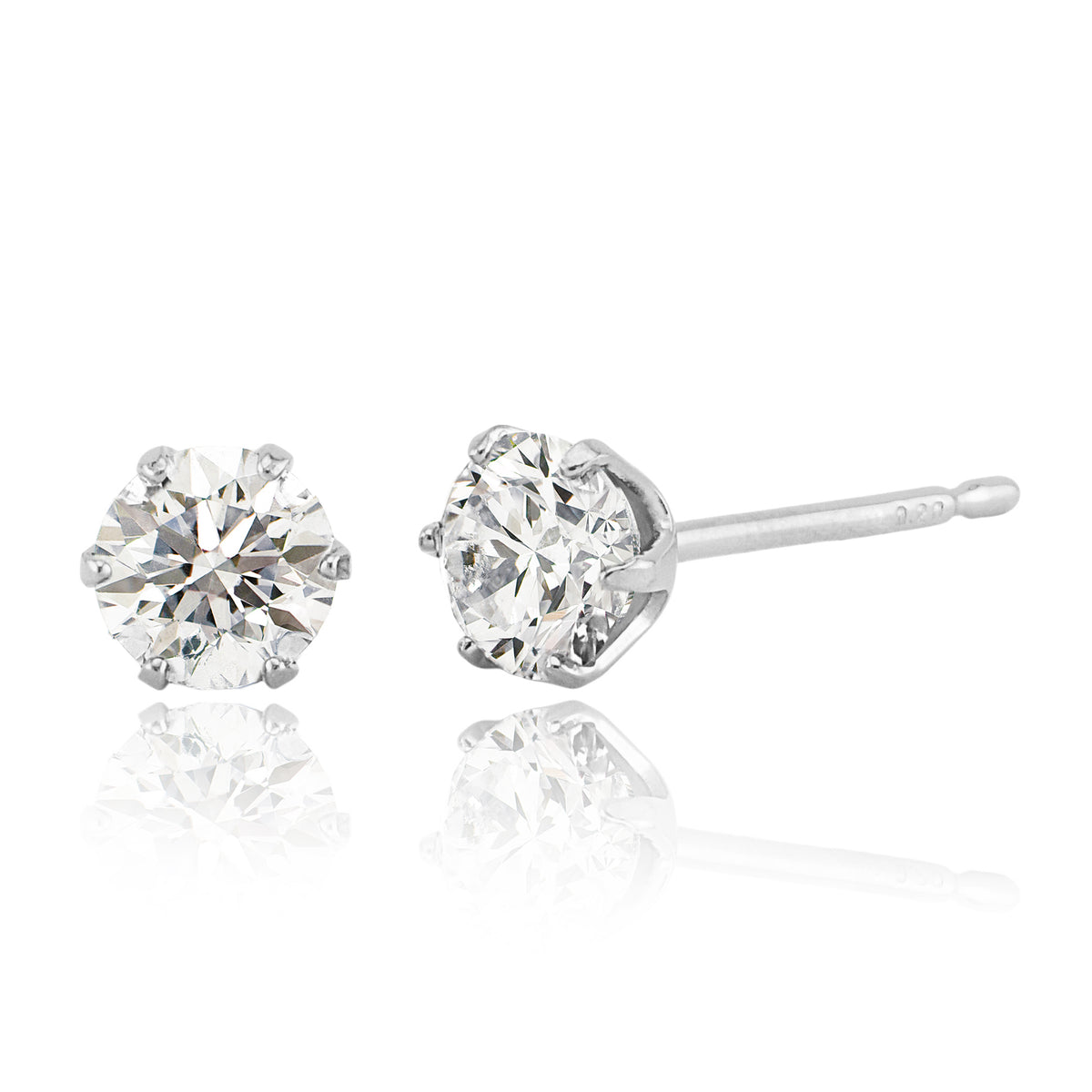 一粒 ダイヤモンド ピアス 計0.40ct プラチナ 6本爪 スタッド ピアス 