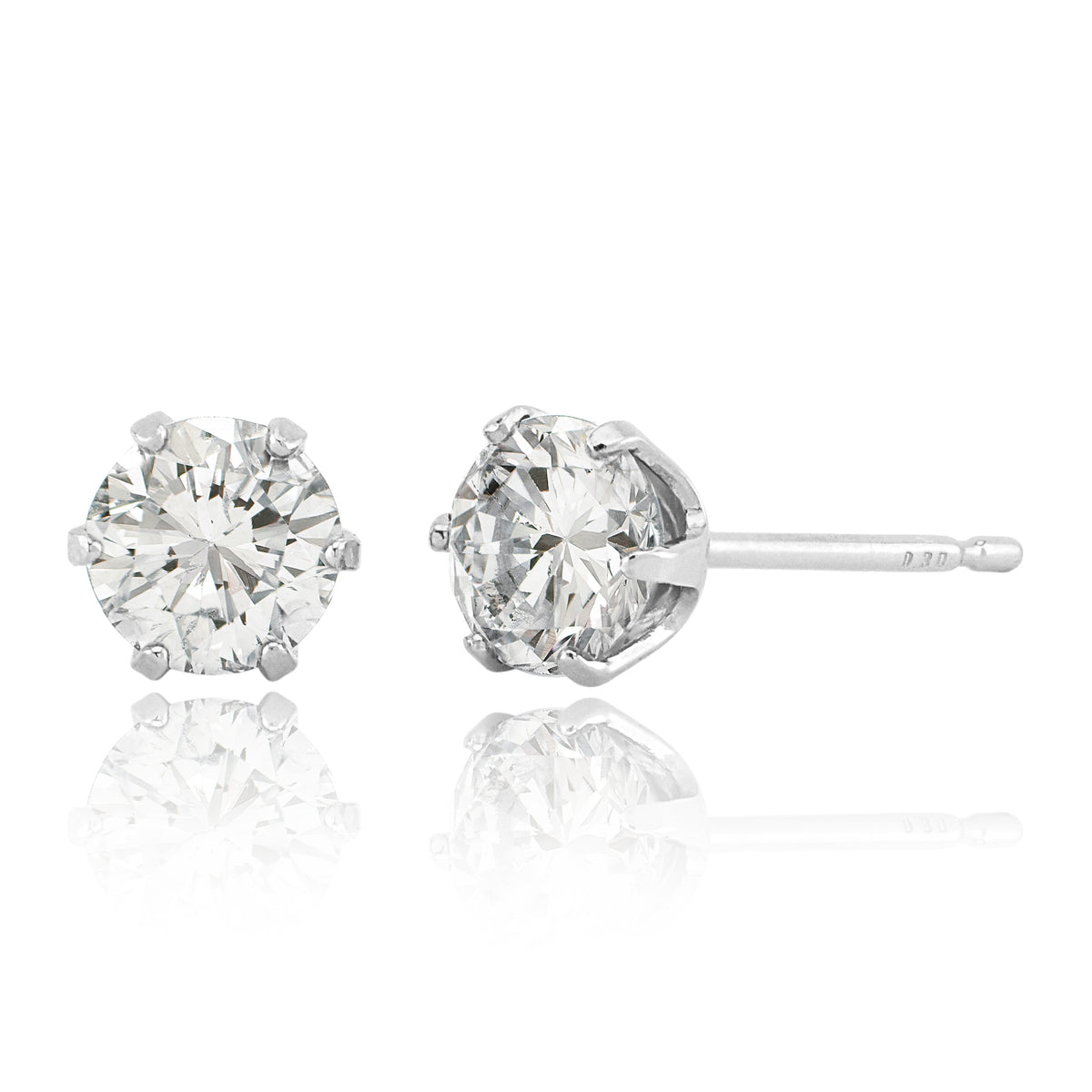 一粒 ダイヤモンド ピアス 計0.60ct プラチナ 6本爪 スタッド ピアス 