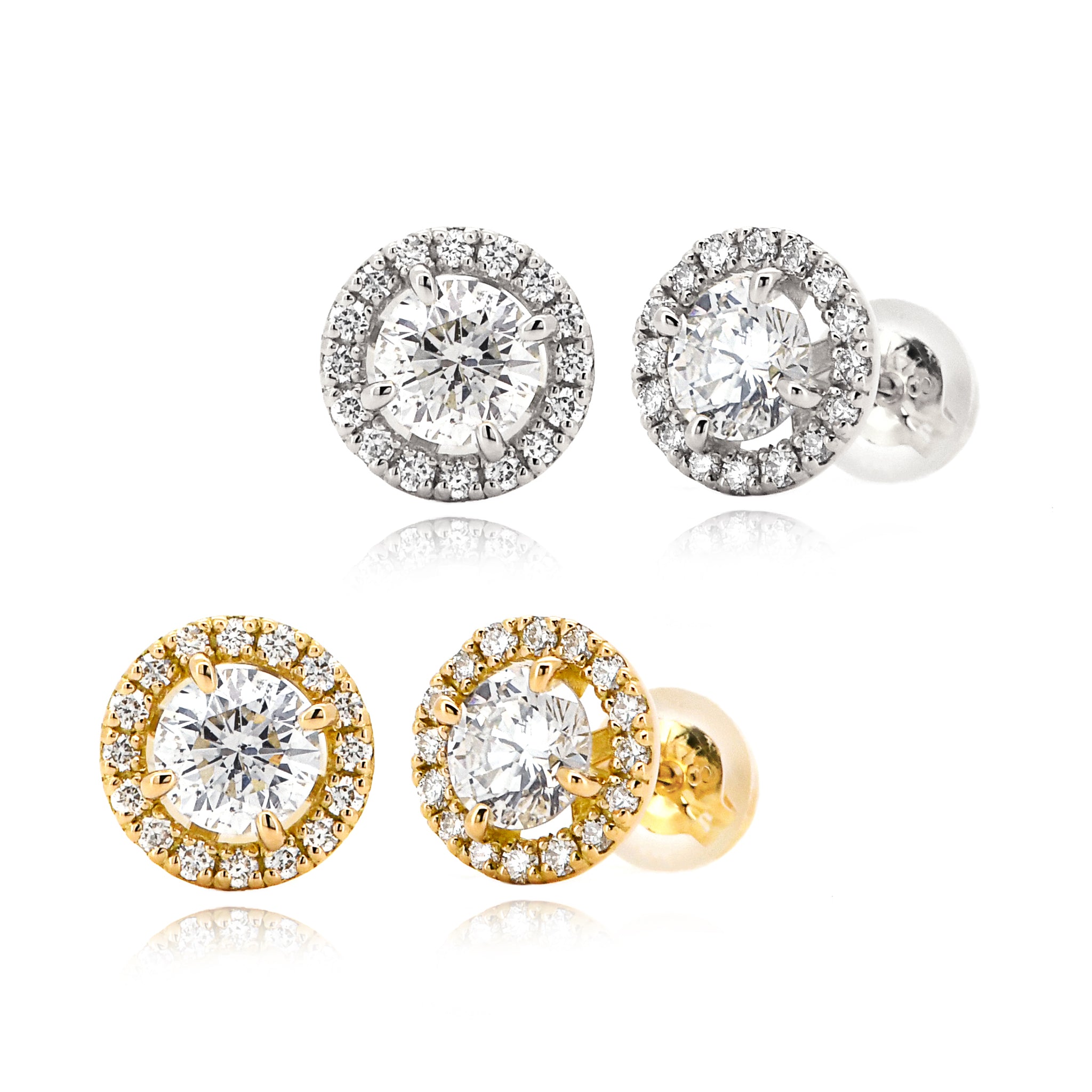 【鑑定書付き】取り巻き ダイヤモンド ピアス 合計0.7ct K18YG Pt APS033C