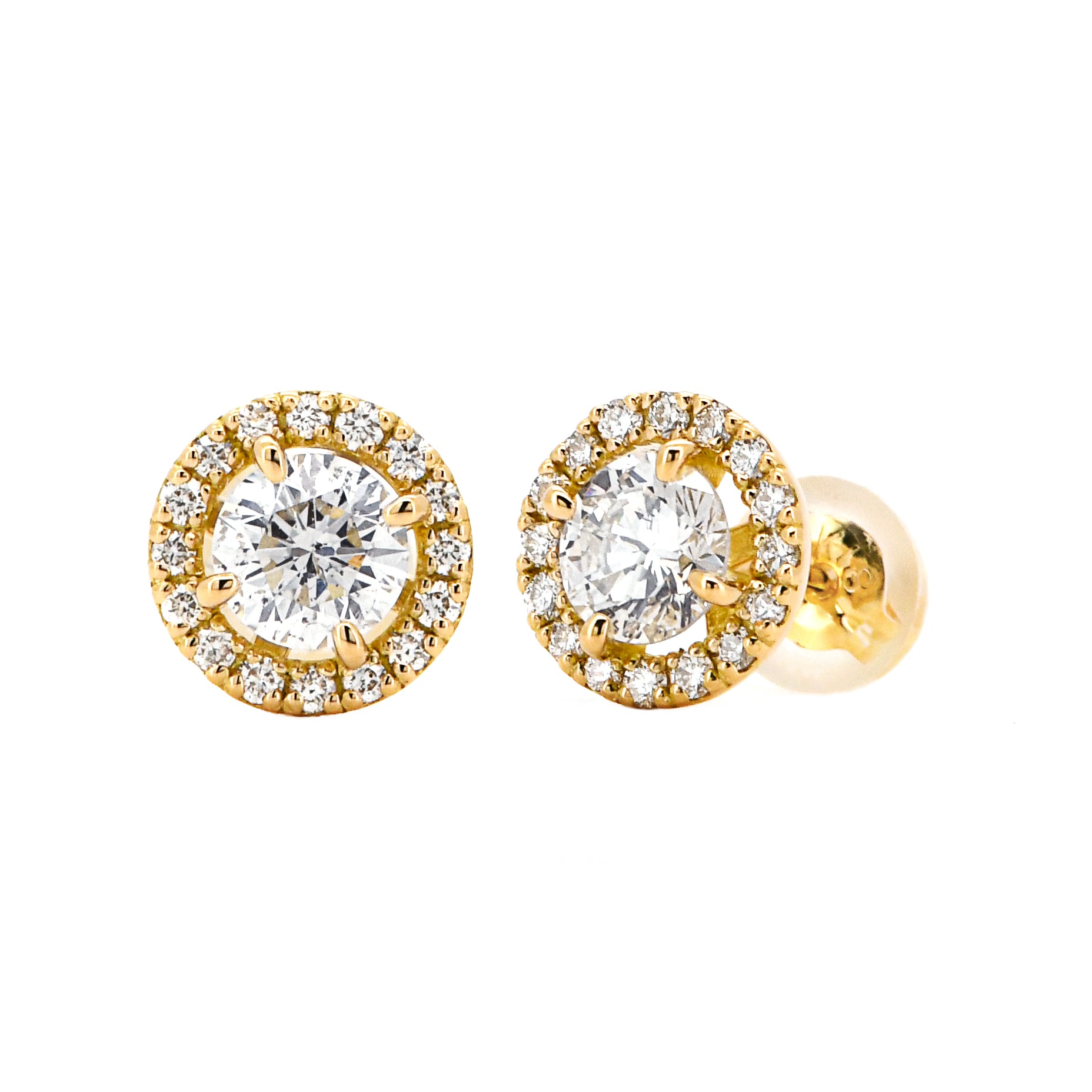 取り巻き ダイヤモンド ピアス 合計0.7ct K18YG Pt APS033C 鑑定書付き