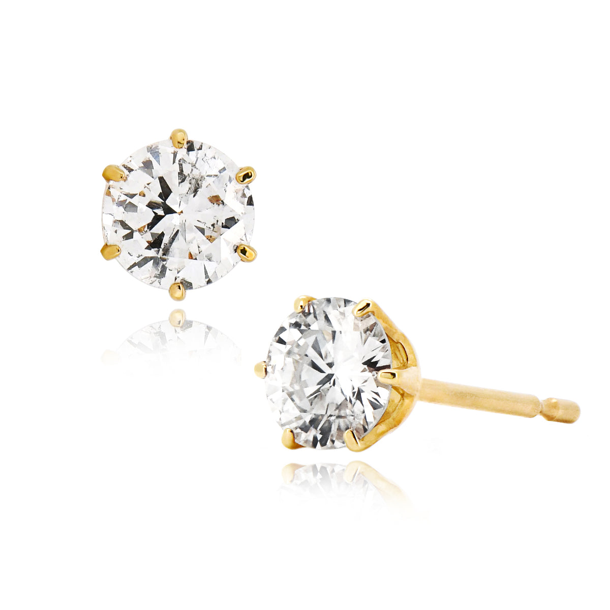 ダイヤモンド 一粒 ピアス 計0.60ct （ 片耳 0.30ct ） K18YG イエローゴールド 6本爪 スタッド ピアス 0.3カラット APT052K