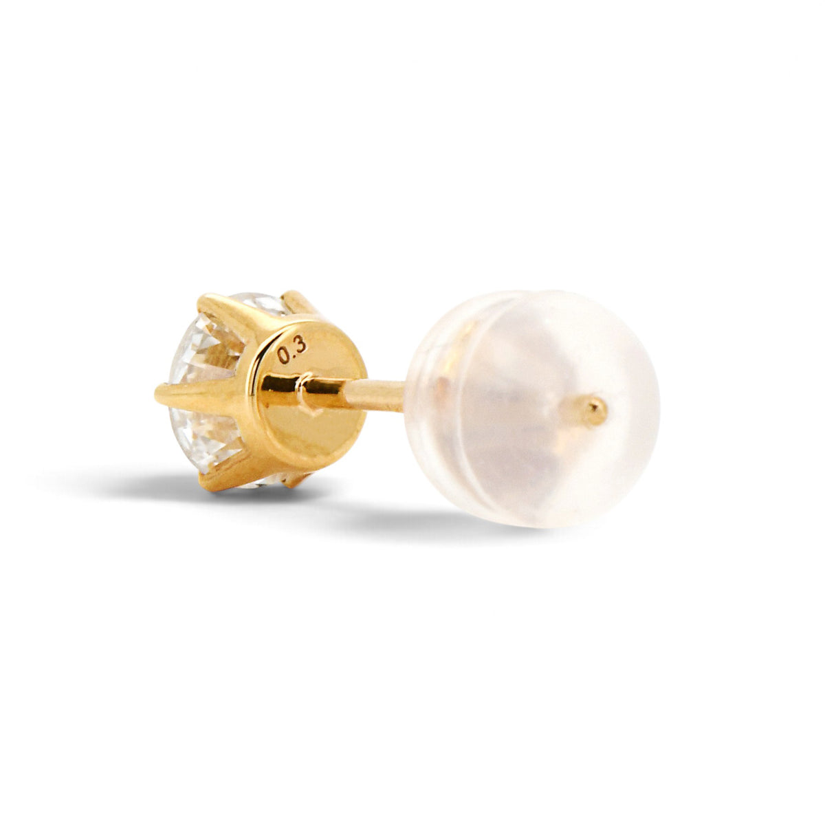 ダイヤモンド 一粒 ピアス 計0.60ct （ 片耳 0.30ct ） K18YG イエローゴールド 6本爪 スタッド ピアス 0.3カラット APT052K