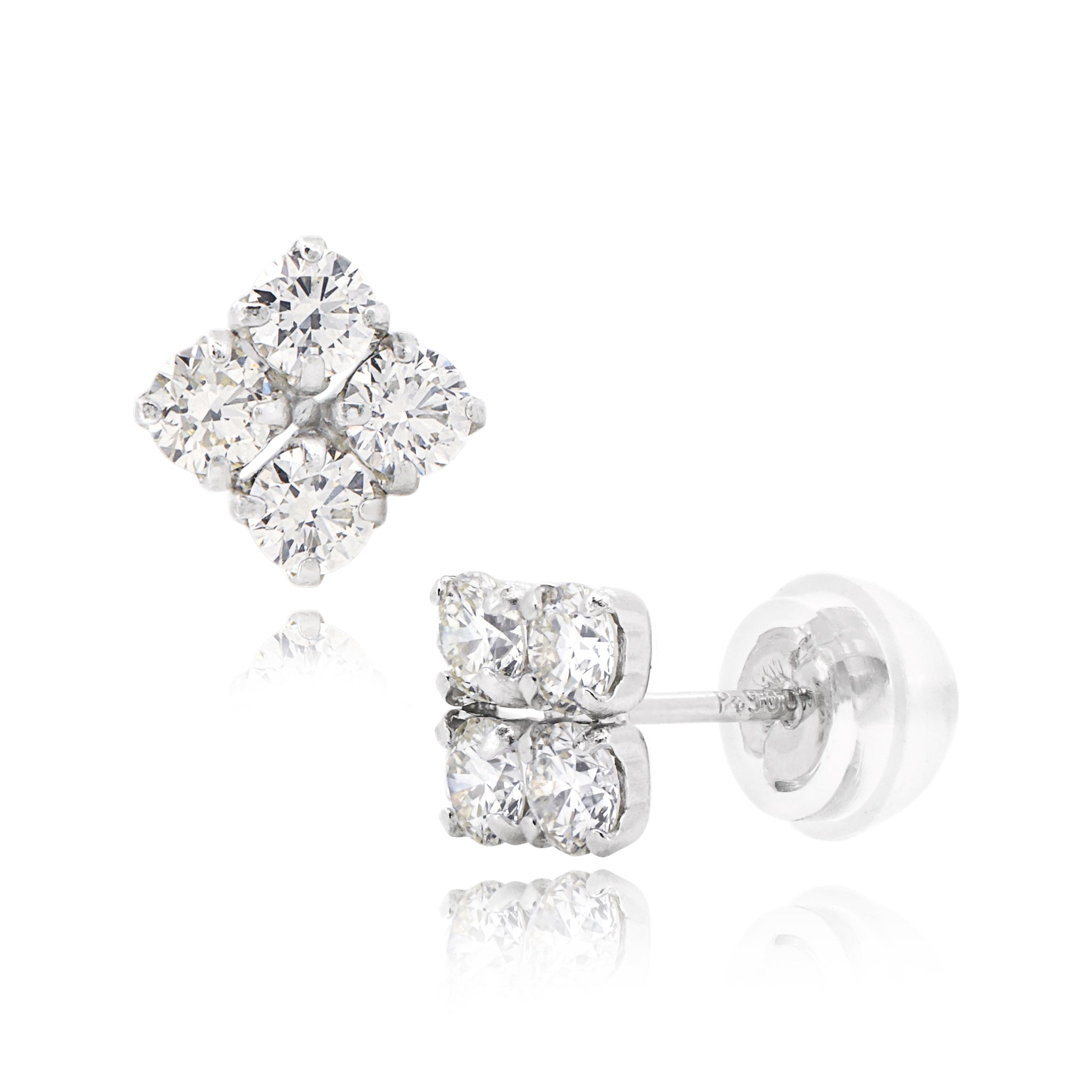 ダイヤモンド ピアス スクエアデザイン 4粒 合計0.50ct Pt900 APU035P