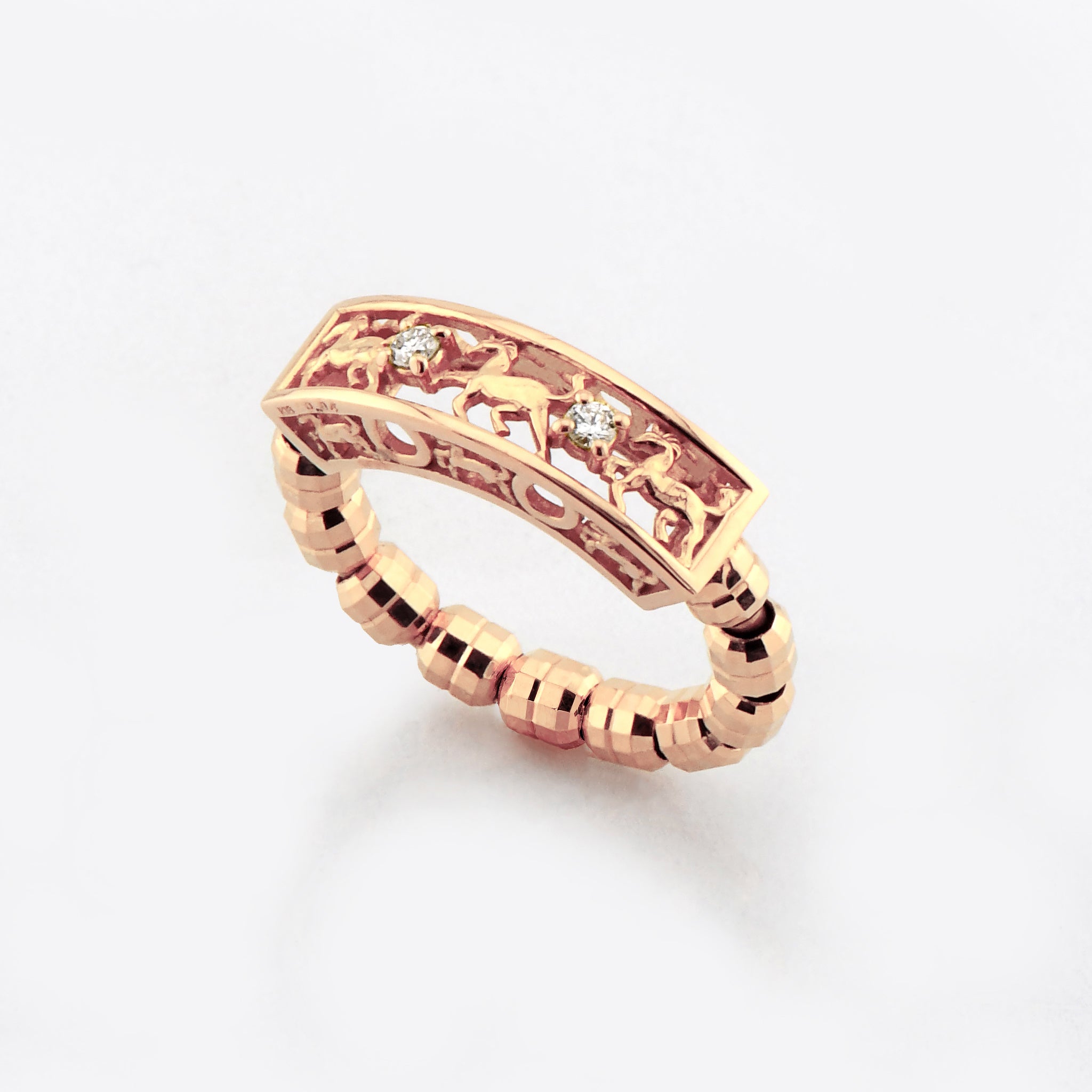 馬九行久(うまくいく) リング ダイヤモンド 計0.04ct K18YG / K18PG / Pt950 ARC069C