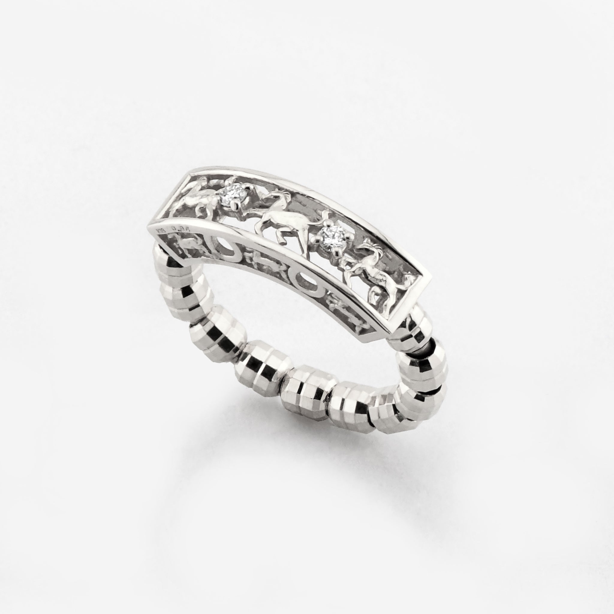 馬九行久(うまくいく) リング ダイヤモンド 計0.04ct K18YG / K18PG