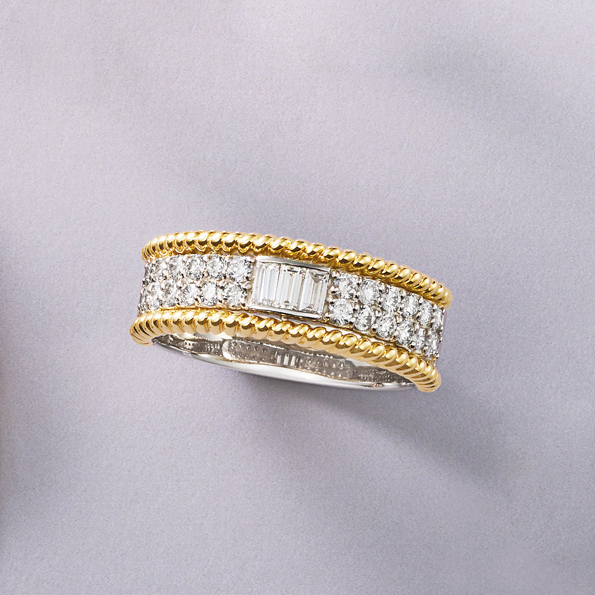 バゲットカット ダイヤモンド 計0.60ct Pt900 K18YG ハーフエタニティ 