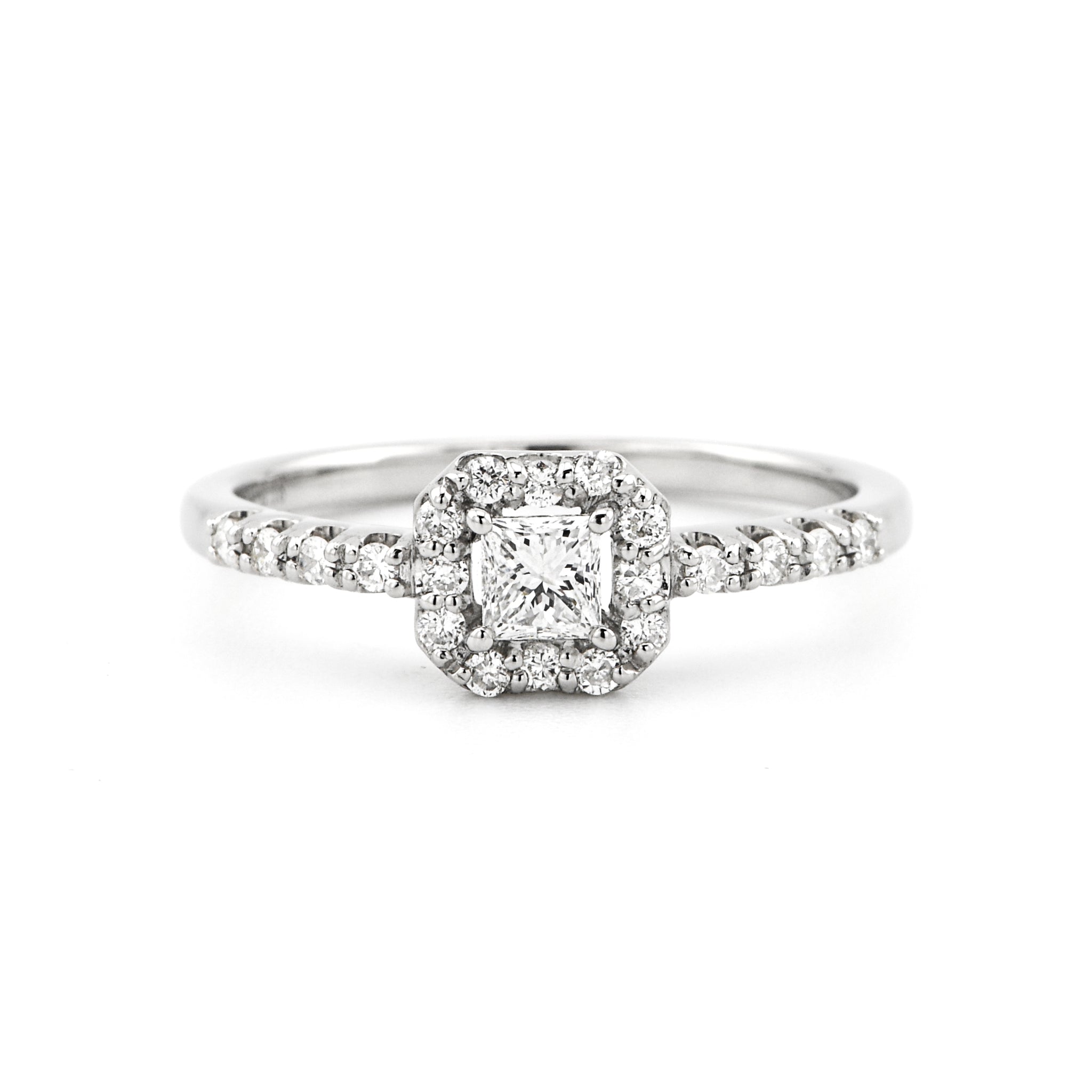 【1点もの・鑑定書付き】ダイヤモンド プリンセスカット リング ［ 0.204ct / Dカラー / SI2 ］  計0.384ct Pt900 プラチナ ARP037P-2