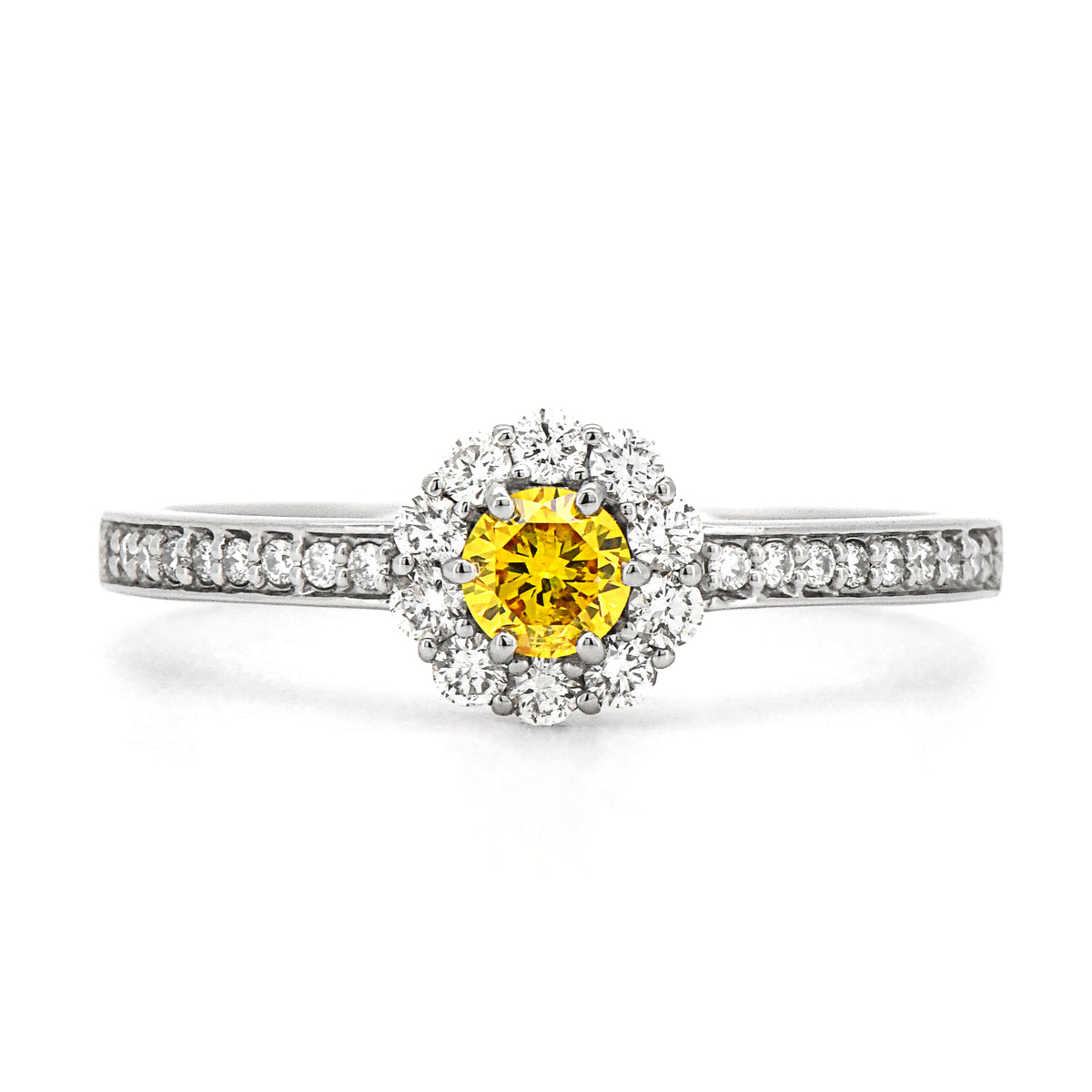 鑑定書付き】天然 イエローダイヤモンド リング FANCY VIVID YELLOW 