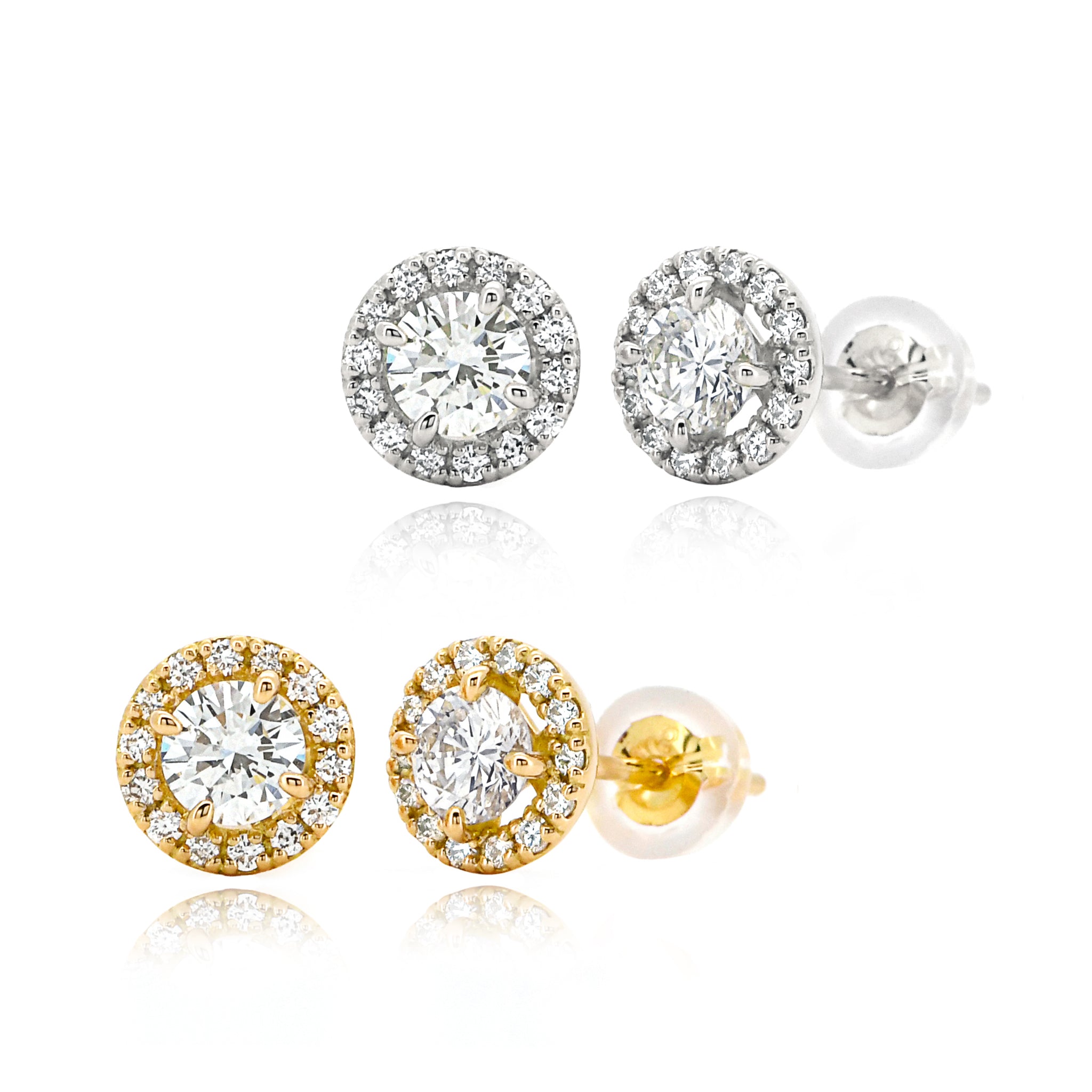 【鑑定書付き】取り巻き ダイヤモンド ピアス 合計0.5ct K18YG Pt APS032C