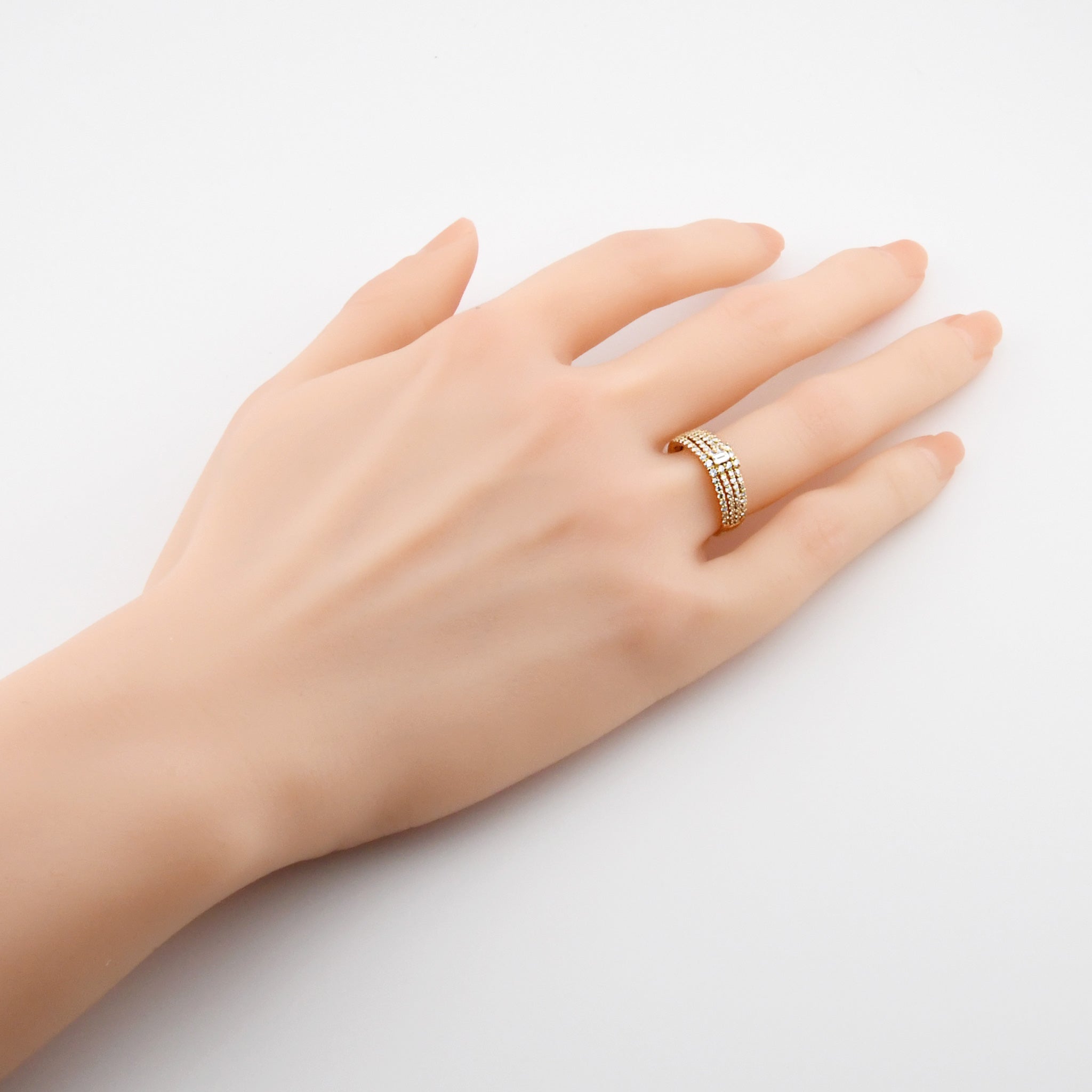 バゲット ダイヤモンド リング 計0.70ct K18YG イエローゴールド ARW043K