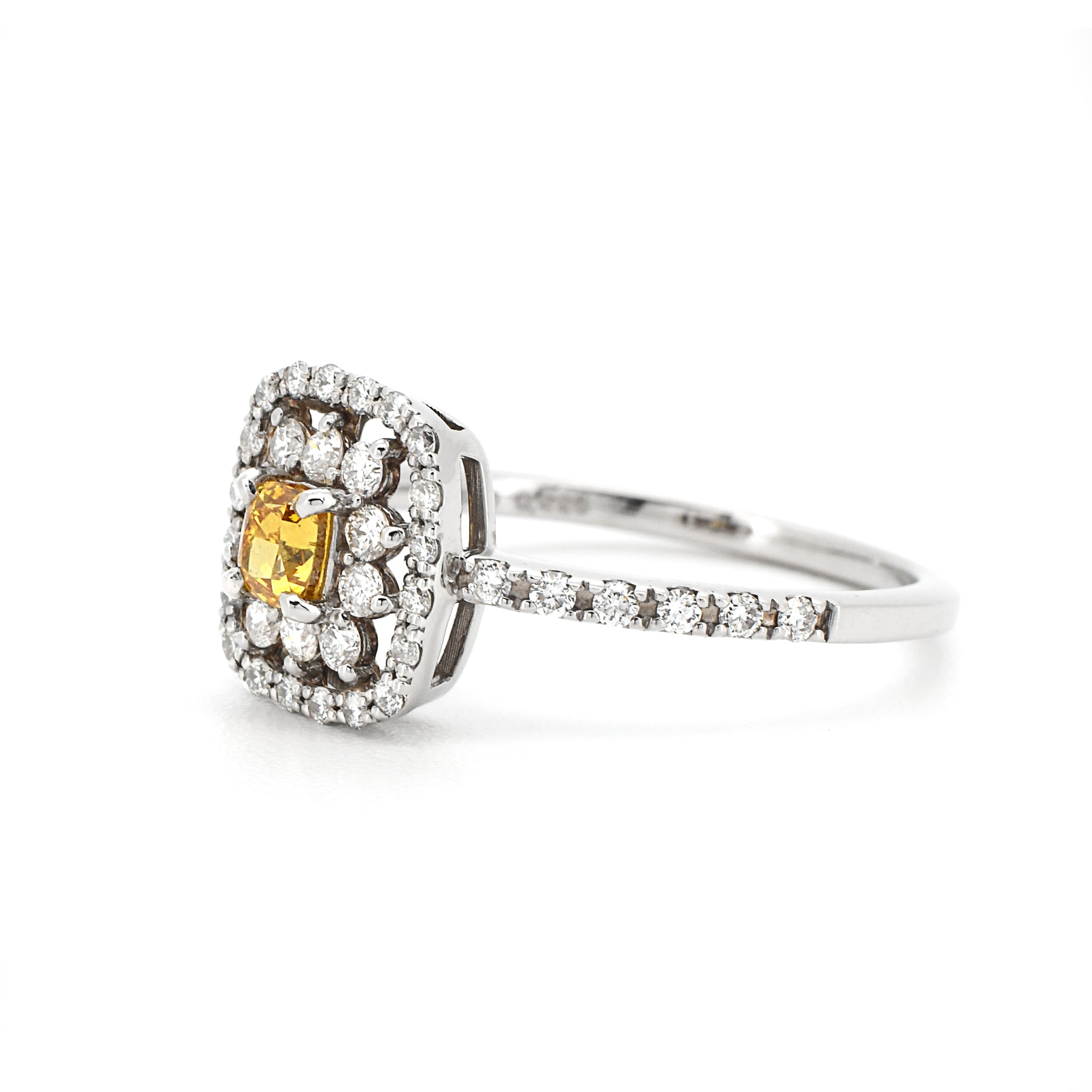 【1点もの・鑑定書付き】天然 カラーダイヤモンド リング FANCY VIVID YELLOW ORANGE Pt900 プラチナ ARW065P