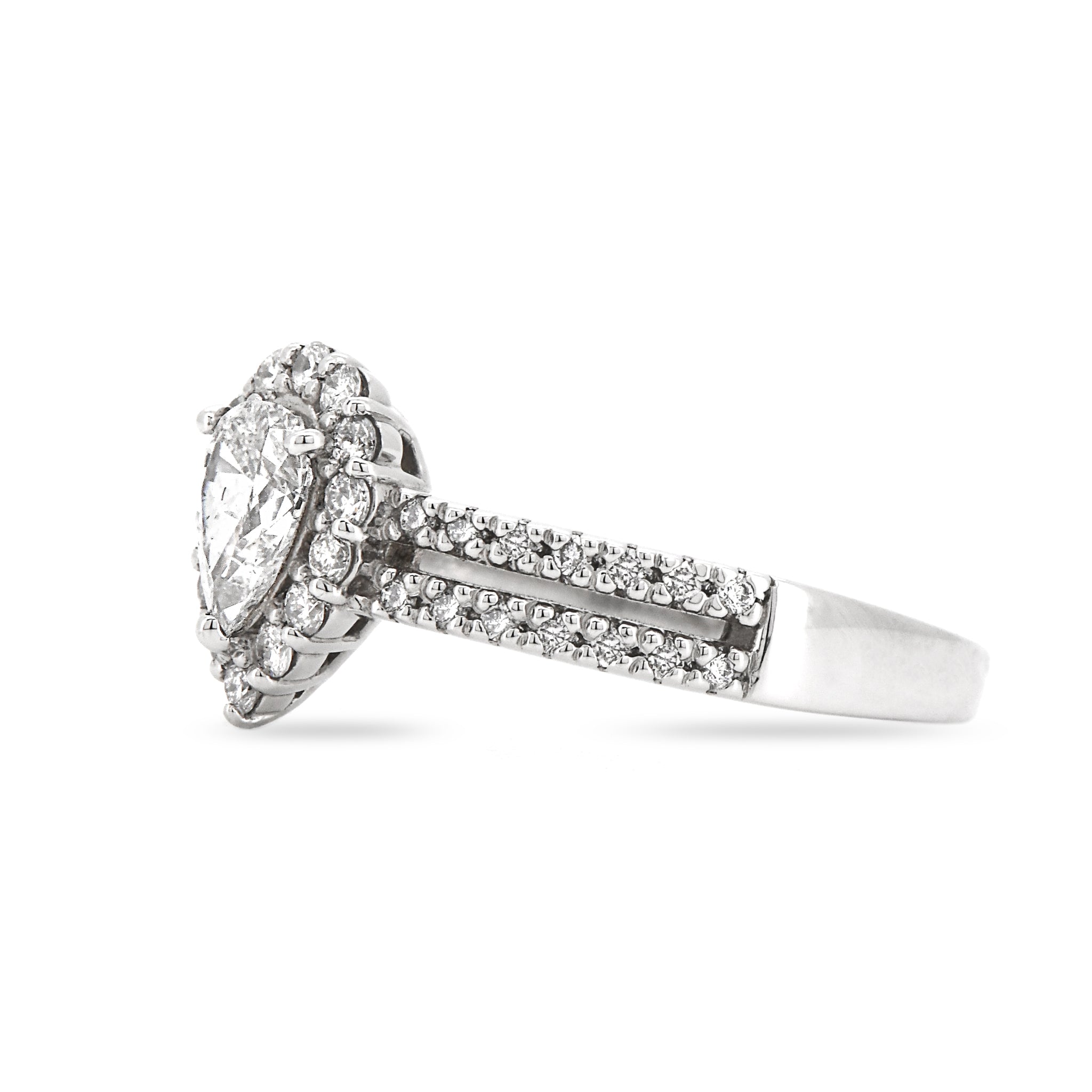 鑑定書付き】ダイヤモンド ペアシェイプカット リング ［ 0.385ct / G